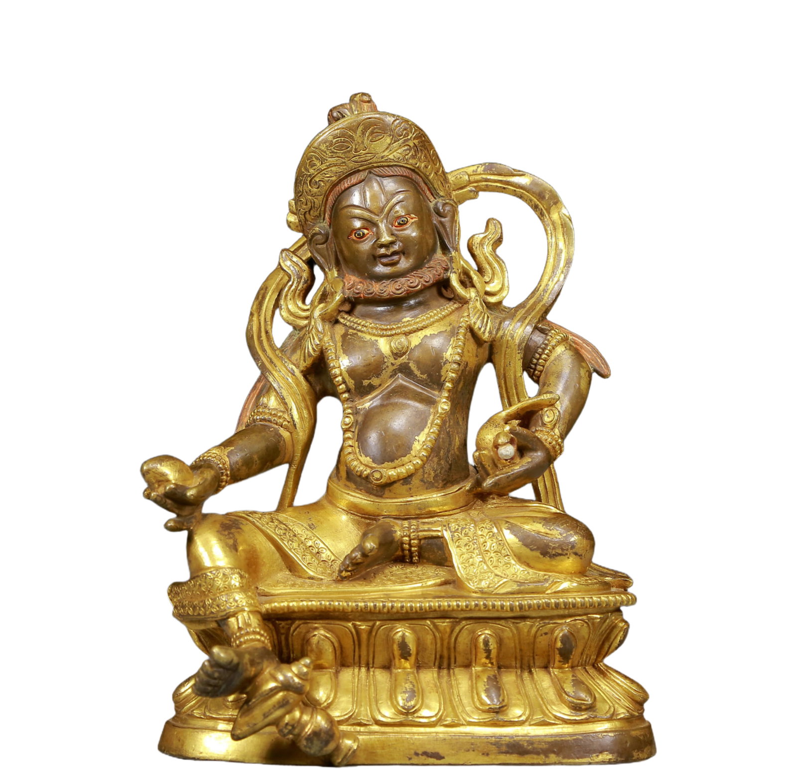 A Solemn Gilt Bronze Statue of Mammon: A Solemn Gilt Bronze Statue of Mammon,Ming Dynasty, China,Size:5.7inx3.7inx7.9in,Weight:2455g 铜鎏金财神像，明代