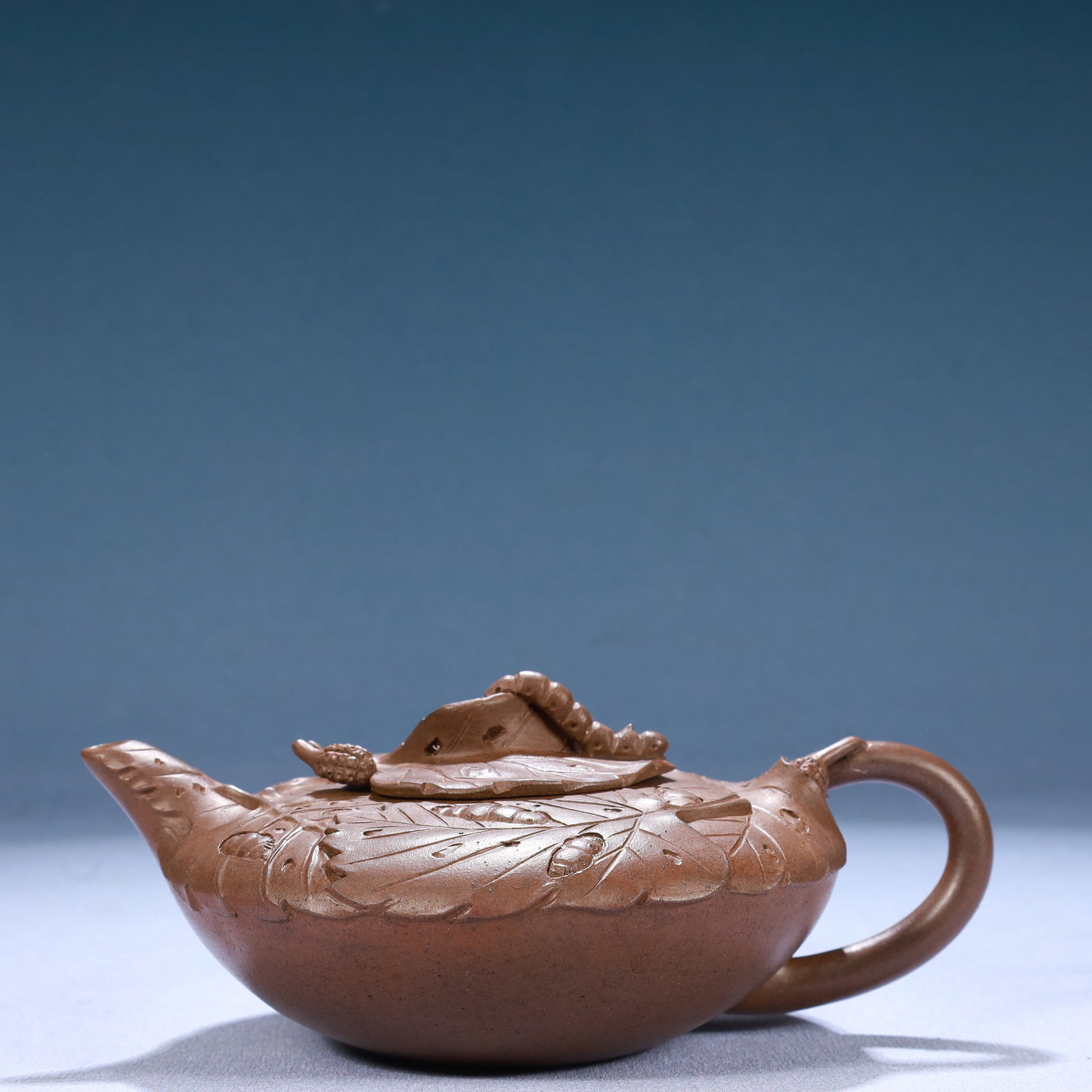 A Fantastic Yixing Clay 'Silkworm' Ewer: A Fantastic Yixing Clay 'Silkworm' Ewer. Chinese Qing Dynasty. Made By Chen Mingyuan. Size:6.5inx4.7inx2.8in. Weight:270g 清代