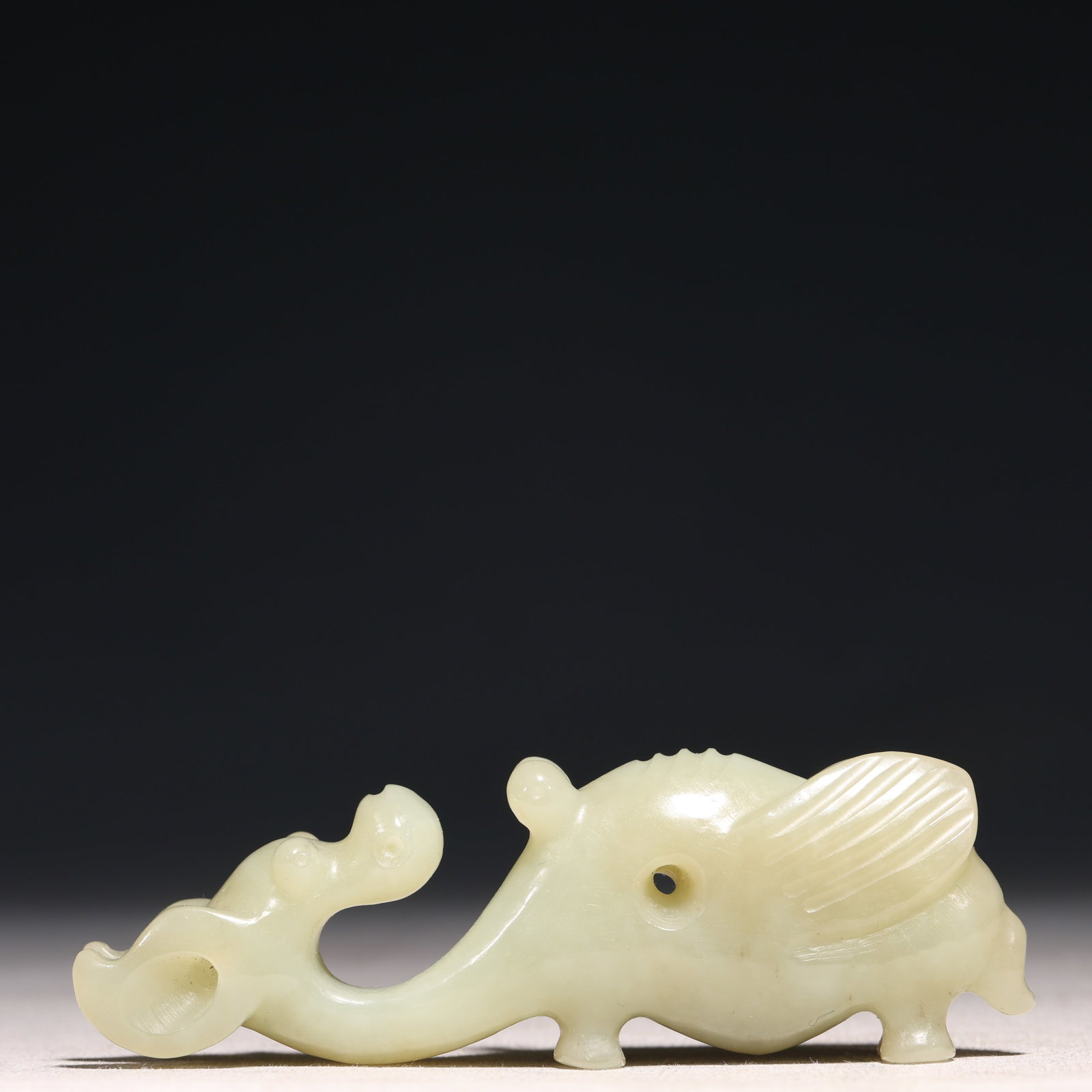 A Rare White Jade Auspicious Beast Pendant: A Rare White Jade Auspicious Beast Pendant,Chinese Qing Dynasty,China, Size:3.7inx1.4in,Weight: 94g 白玉瑞兽挂件,清代