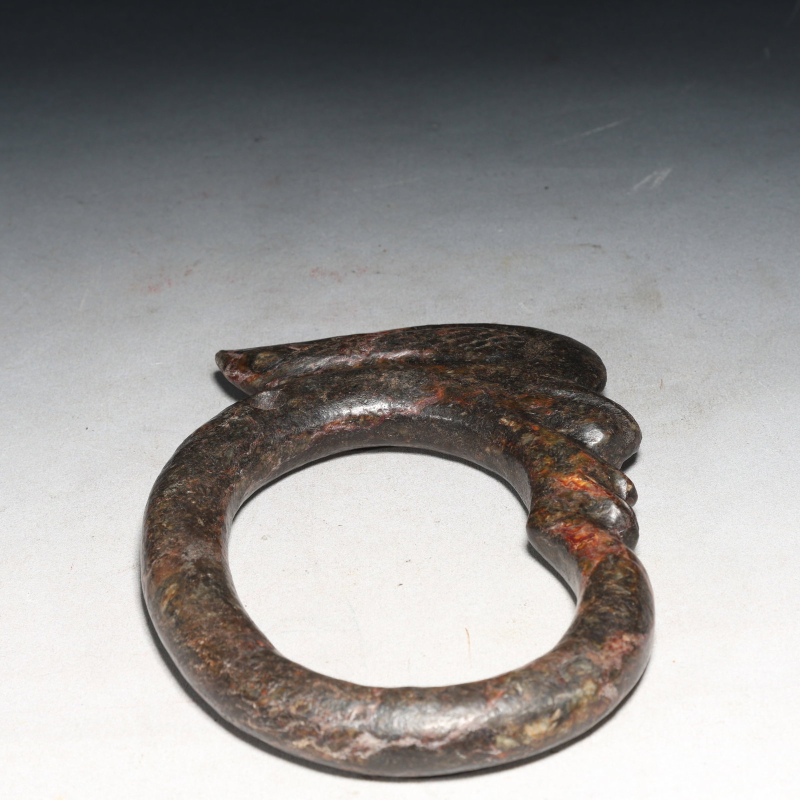 An Archaic Hongshan Culture Greenish Jade Pig and Dragon Pendant: An Archaic Hongshan Culture Greenish Jade Pig and Dragon Pendant,Ancient Time, China,Size:5.9inx8.9in Weight:900g 红山文化青白玉猪龙挂ߥ