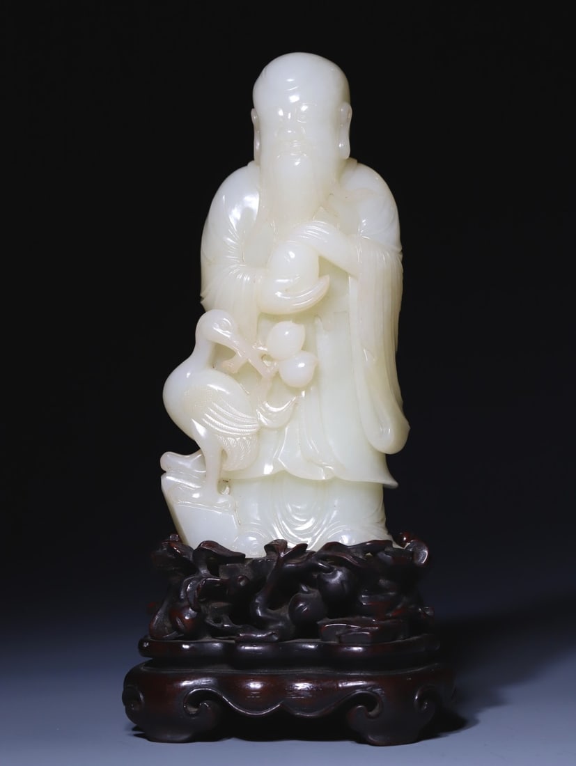 A Exquisite Hotan Jade Fu Lu Shou Ornament: A Exquisite Hotan Jade Fu Lu Shou Ornament,Qing Dynasty, China,Size:6.1inx2.9inx1.9in,Weight:722.3g 