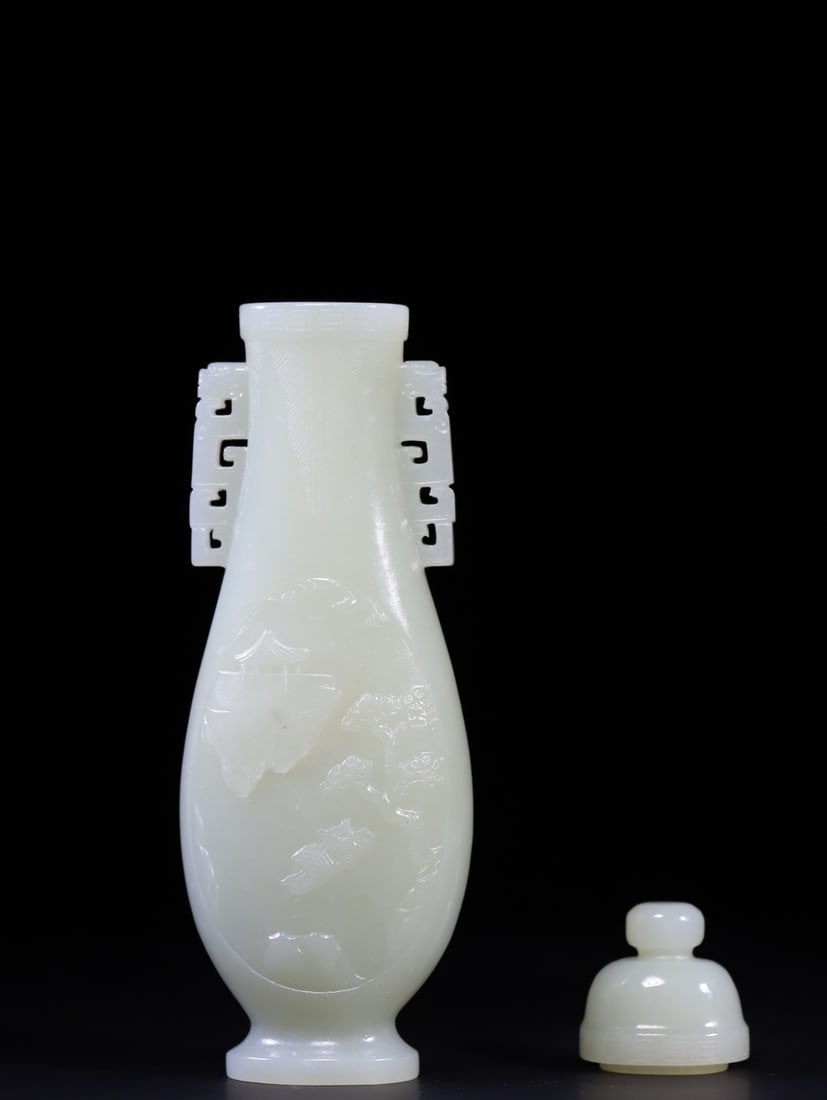A Exquisite Hotan Jade Pine Pattern Vase - 3