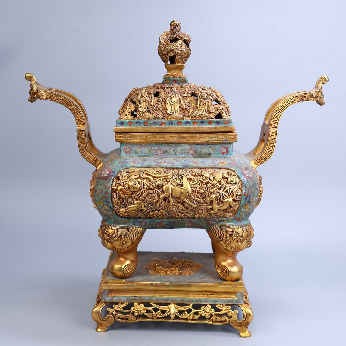 A Exquisite Gilt Bronze Filigree Horse Pattern Censer (1 of 13)