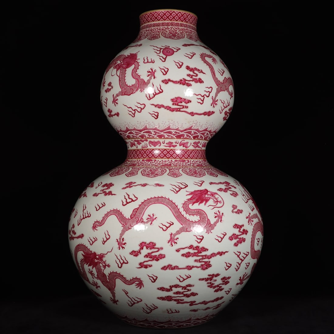 A Exquisite Ruby Red Dragon Pattern Gourd-Shaped Vase - 7