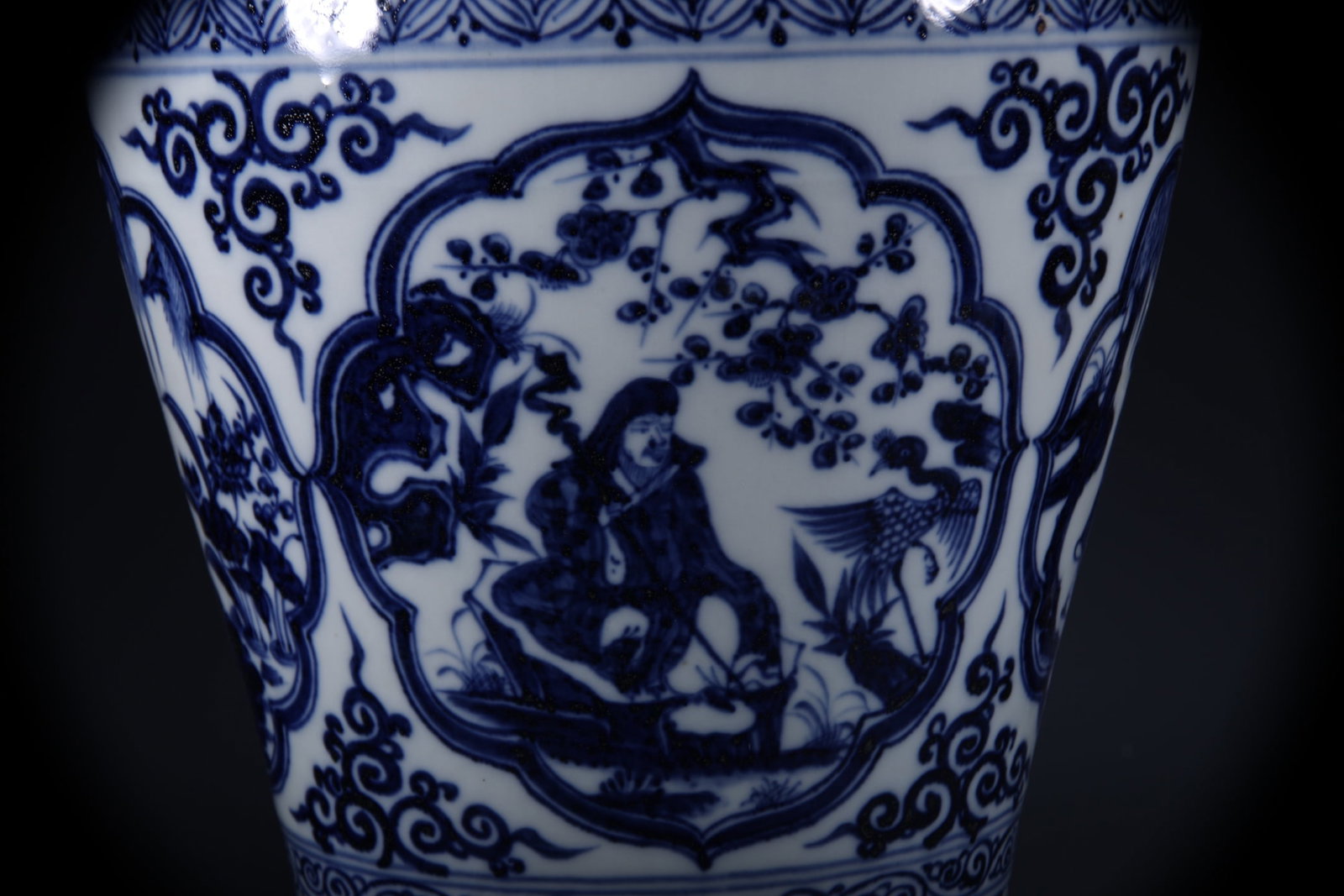 Blue and White Figures Pattern Vase - 6