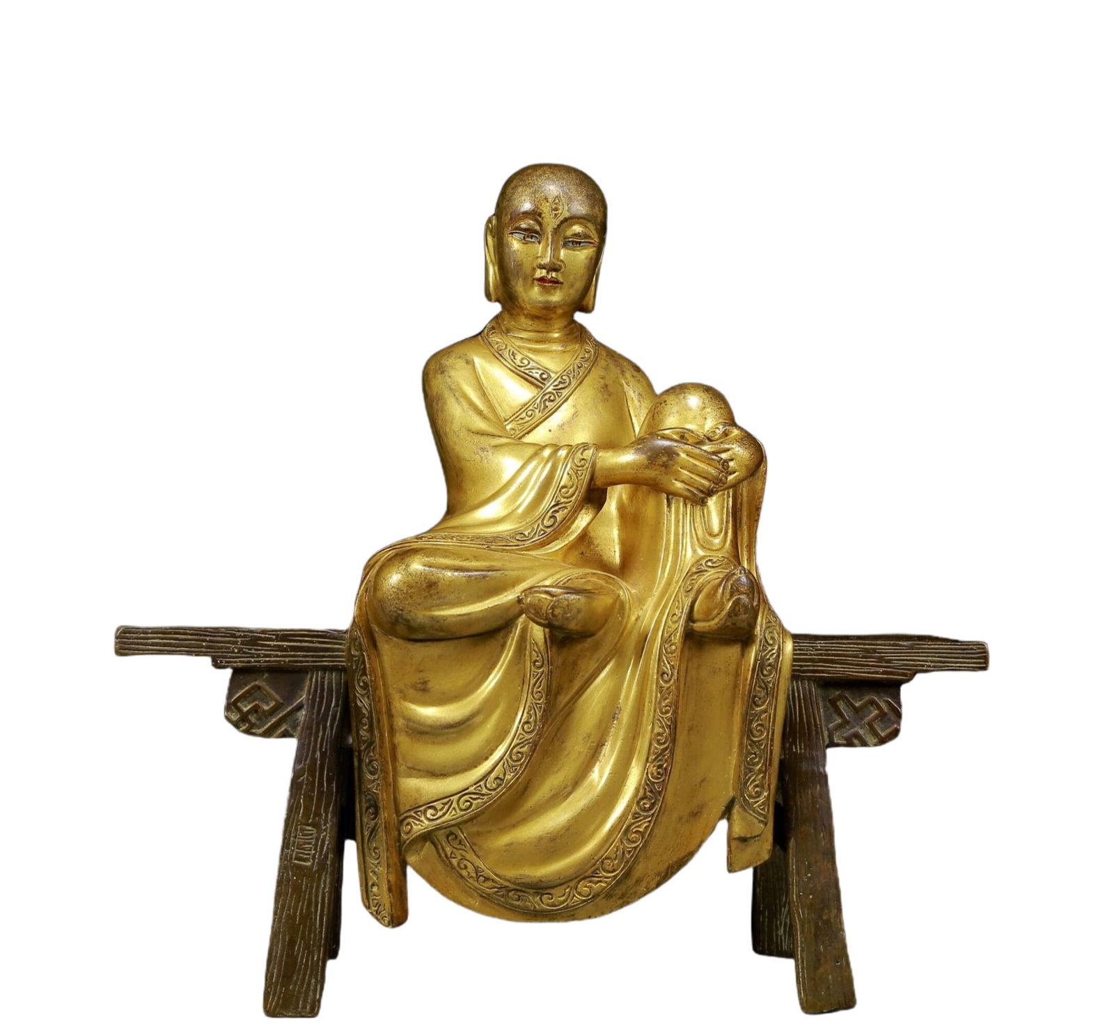 A Solemn Gilt Bronze Statue of Arhat (1 of 9)