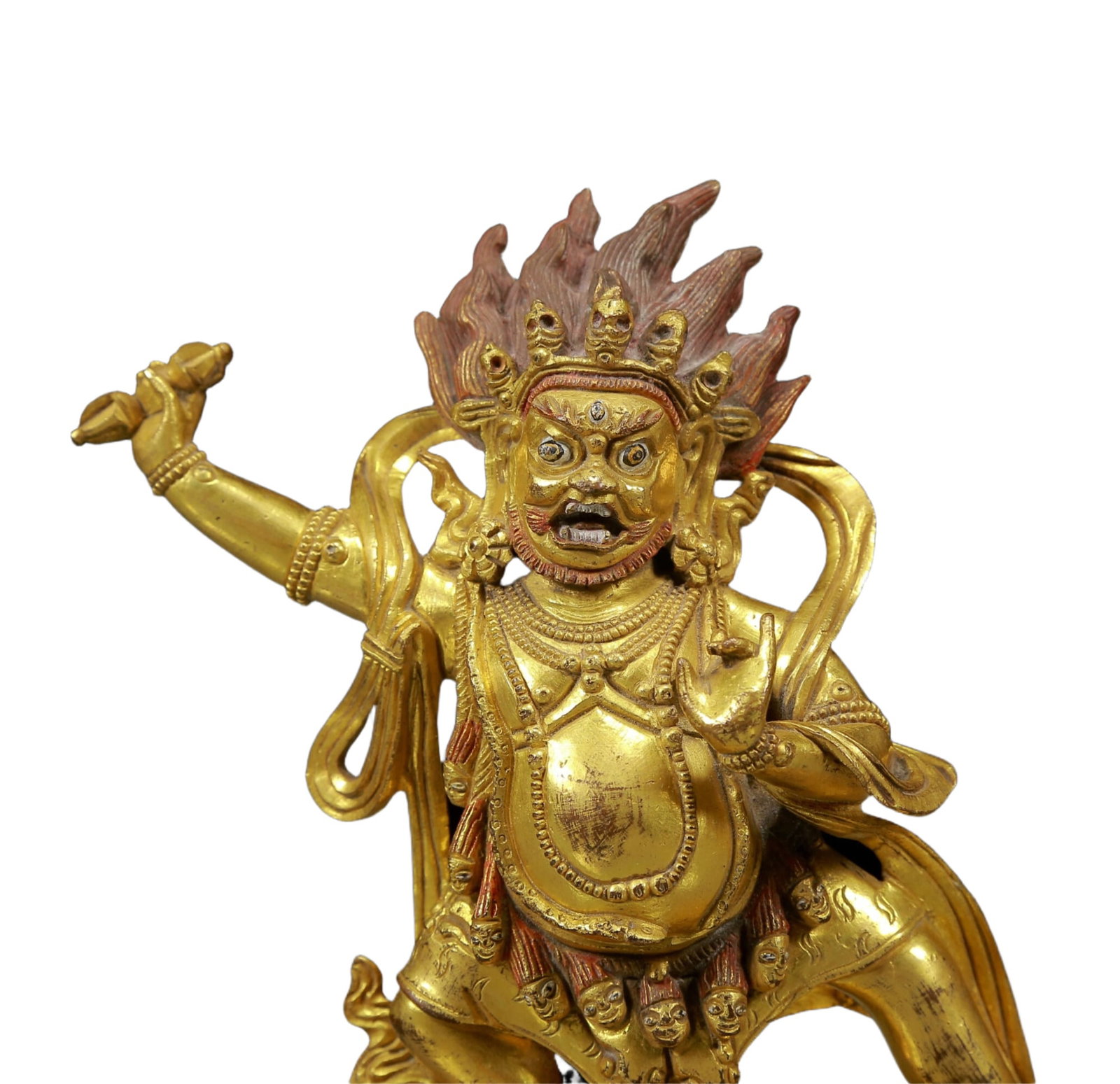 A Solemn Gilt Bronze Statue of Mammon: A Solemn Gilt Bronze Statue of Mammon,Ming Dynasty, China,Size:5.1inx2inx6.7in,Weight:1120g 铜鎏金财神像，明代