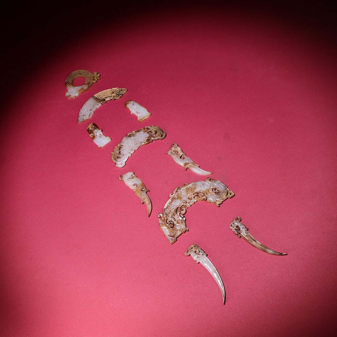 A Set of Fine White Jade Dragon Pattern Pendants (1 of 9)
