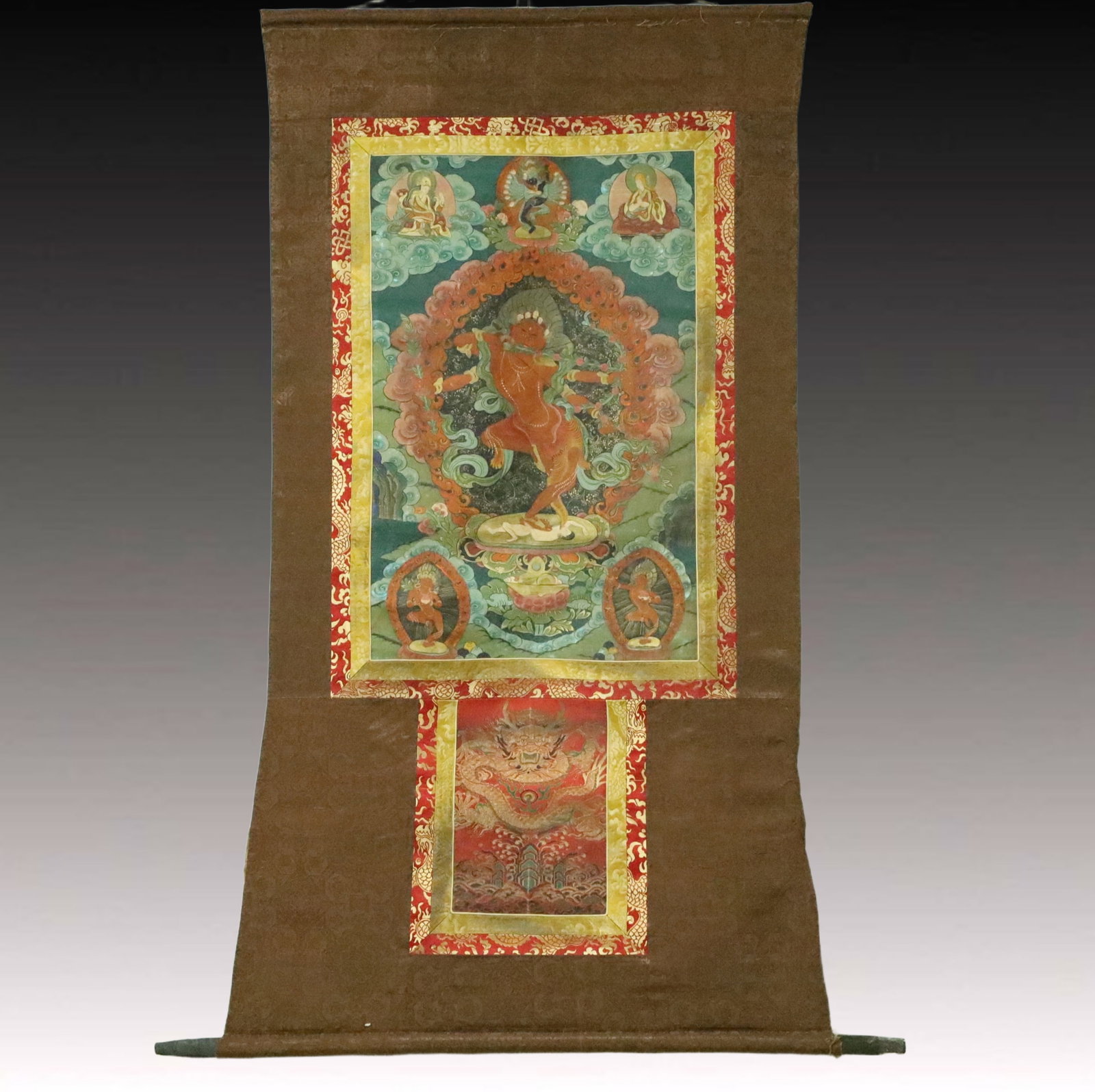 A Rare Brocade Painted Color Statue of Dakini Tangka (1 of 10)