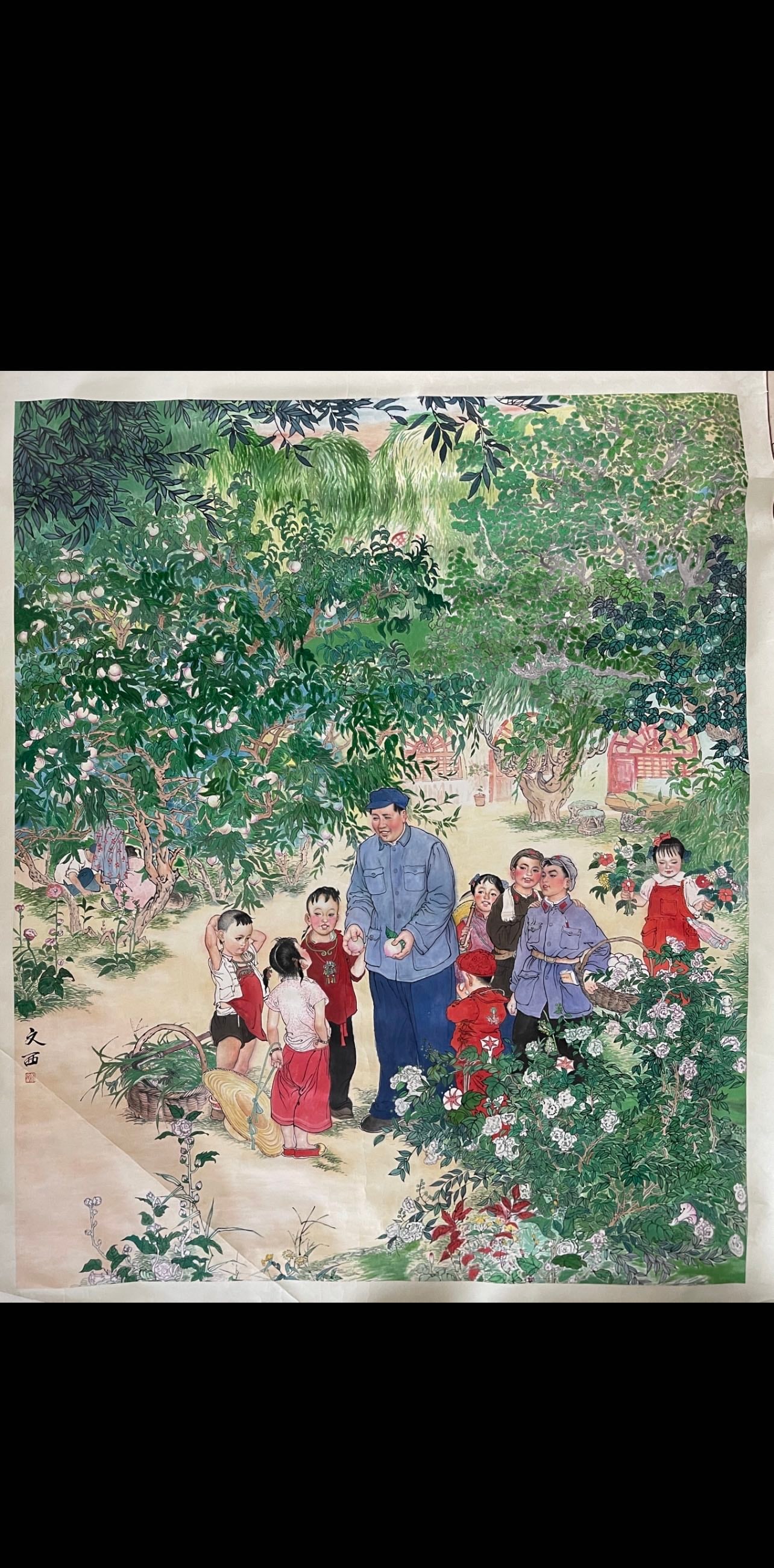 A Chinese Ink Painting of Landscape and Figure on Paper,Liu Wenxi: A Chinese Ink Painting of Landscape and Figure on Paper,Liu Wenxi,Size:81.5inx99.6in 一幅中国水墨山水人物画,刘文西