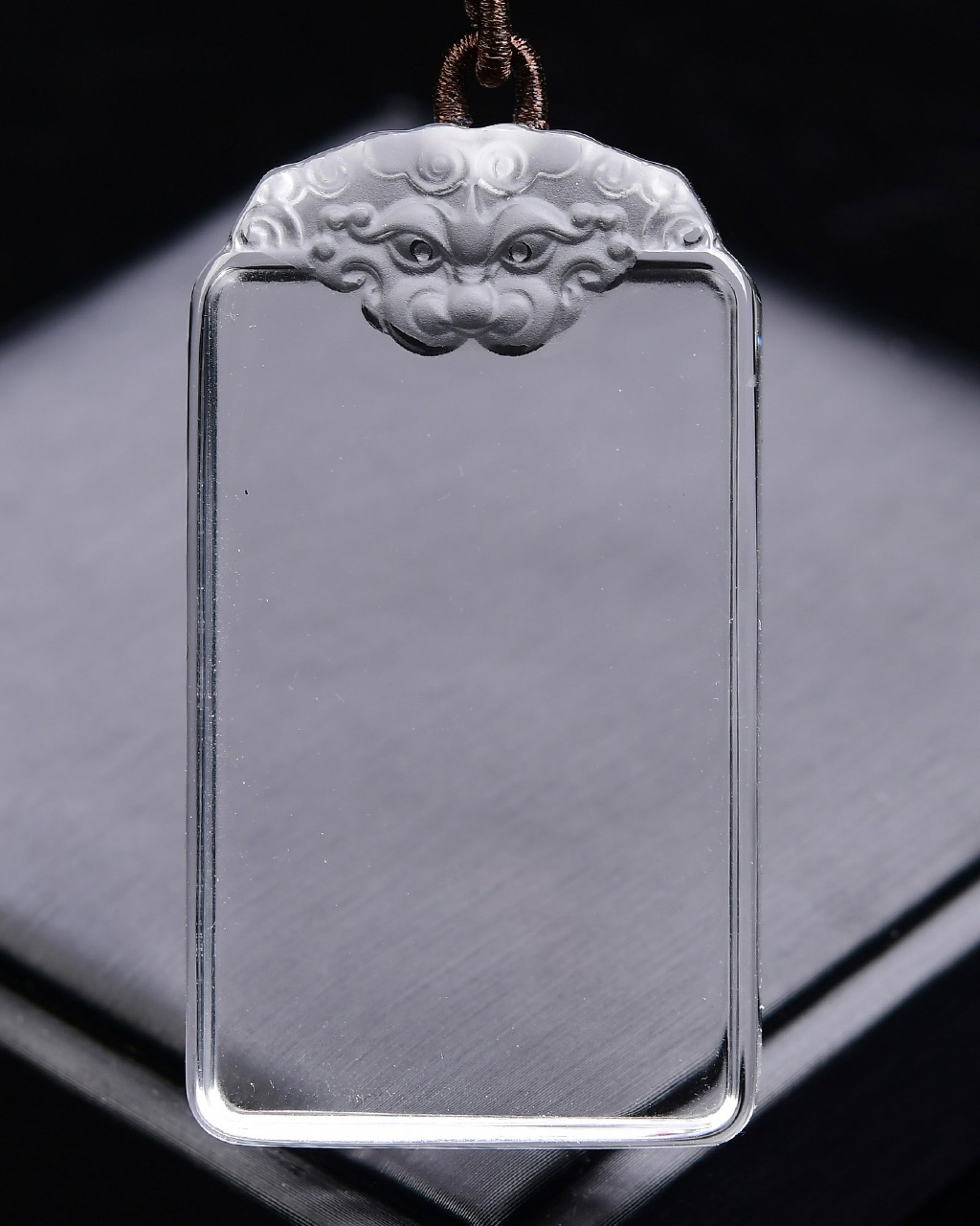 An Exquisite Crystal Beast-Face Pattern Pendant: An Exquisite Crystal Beast-Face Pattern Pendant,Size:58mmx33mmx9mm,Weight:43g 水晶兽面纹吊坠