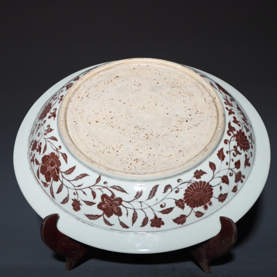 A Exquisite Underglaze-Red Lotus Pattern Plate - 7