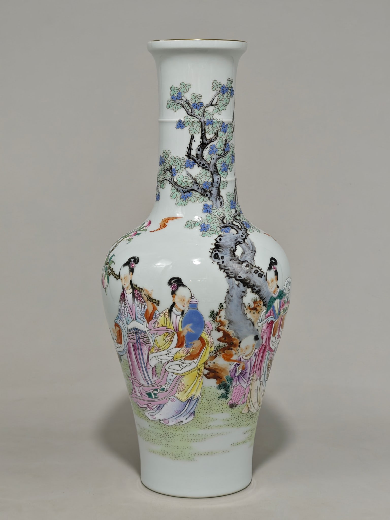 A Exquisite Famille-Rose Character and Story Pattern Vase: A Exquisite Famille-Rose Character and Story Pattern Vase,Qing Dynasty, China,Yongzheng Six-character Mark,Size:14.4inx6.3in 粉彩人物故事纹瓶,中&#