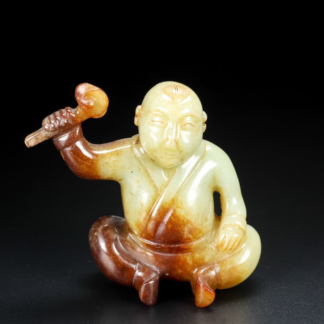 A Exquisite Hotan Jade Figures Ornament: A Exquisite Hotan Jade Figures Ornament,Hang Dynasty, China,Size:2.2inx1.2inx2.8in,Weight:148g 和田玉人物摆件,中国汉代