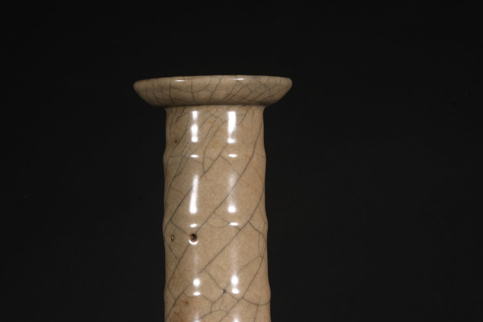A Exquisite Ge Yao Yellow Glazed String Pattern Vase - 3