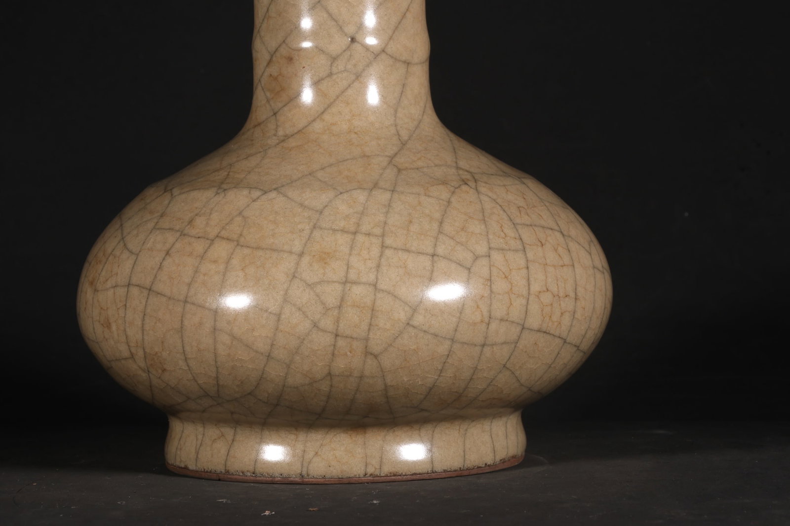 A Exquisite Ge Yao Yellow Glazed String Pattern Vase - 4