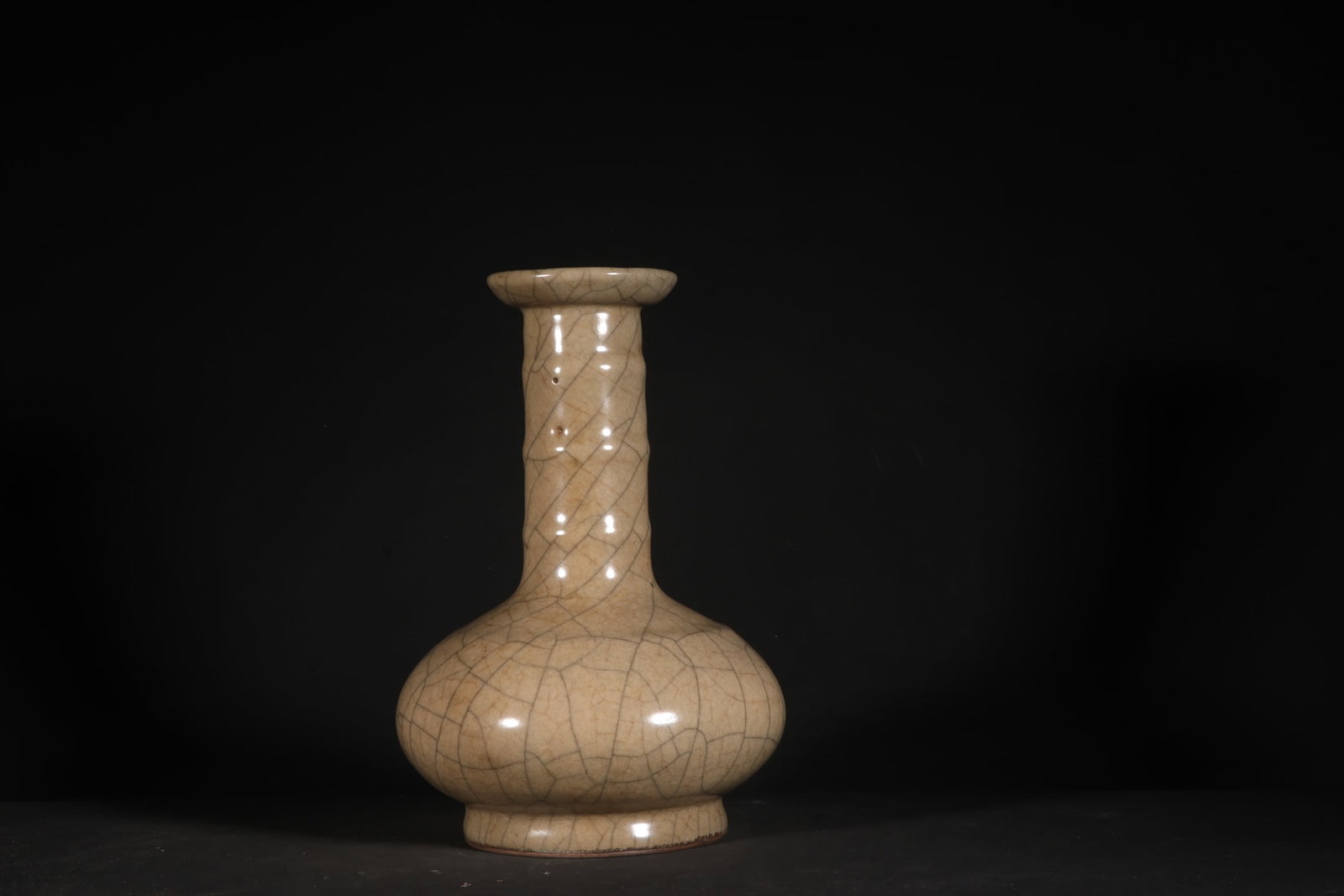 A Exquisite Ge Yao Yellow Glazed String Pattern Vase - 5