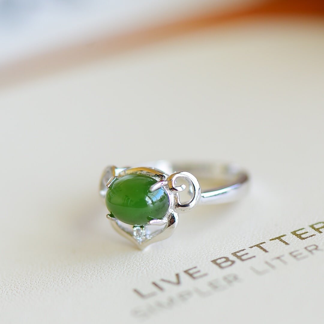 A Exquisite Silver Inlaid Jasper Ring - 3