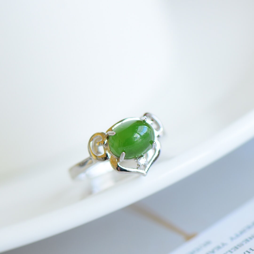 A Exquisite Silver Inlaid Jasper Ring - 4
