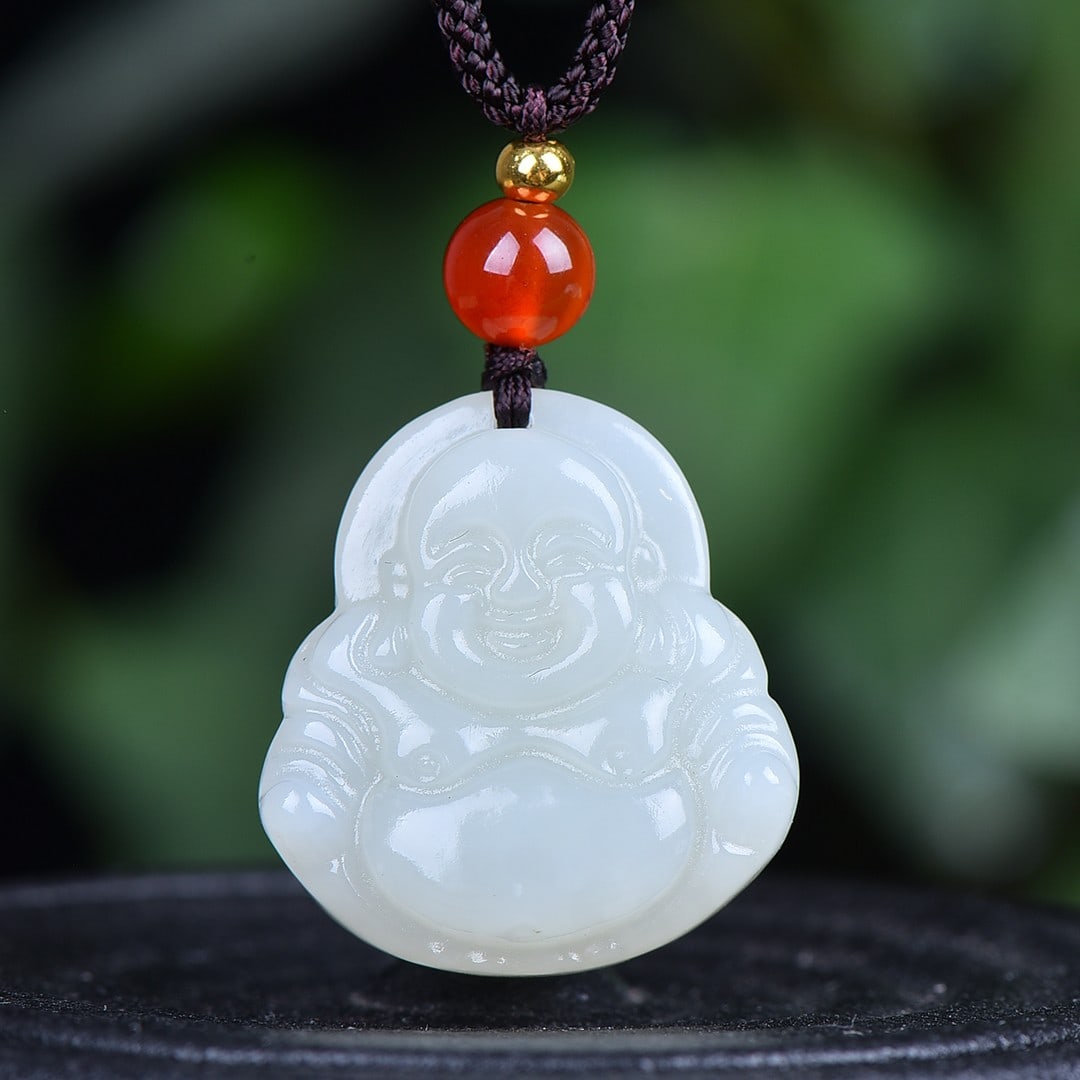 A Exquisite Hotan Jade Buddha Pendant: A Exquisite Hotan Jade Buddha Pendant,Size:0.9inx1in 和田玉佛吊坠