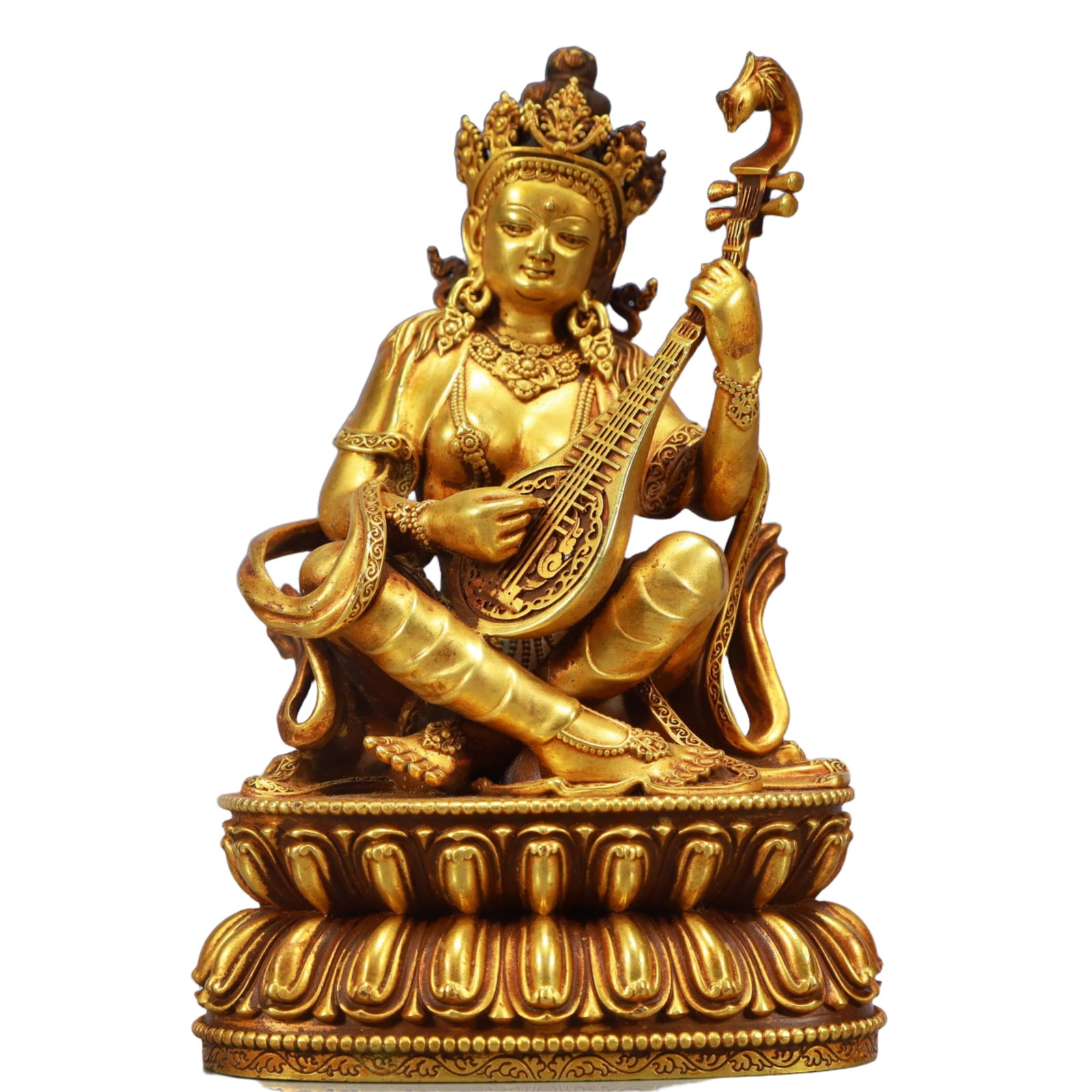 A Solemn Gilt Bronze Statue of Gautama’s Mother: A Solemn Gilt Bronze Statue of Gautama’s Mother,Ming Dynasty, China,Yongle Six-character Mark,Size:3.9inx2.6inx5.9in,Weight:1750g 铜鎏金佛母像,中国