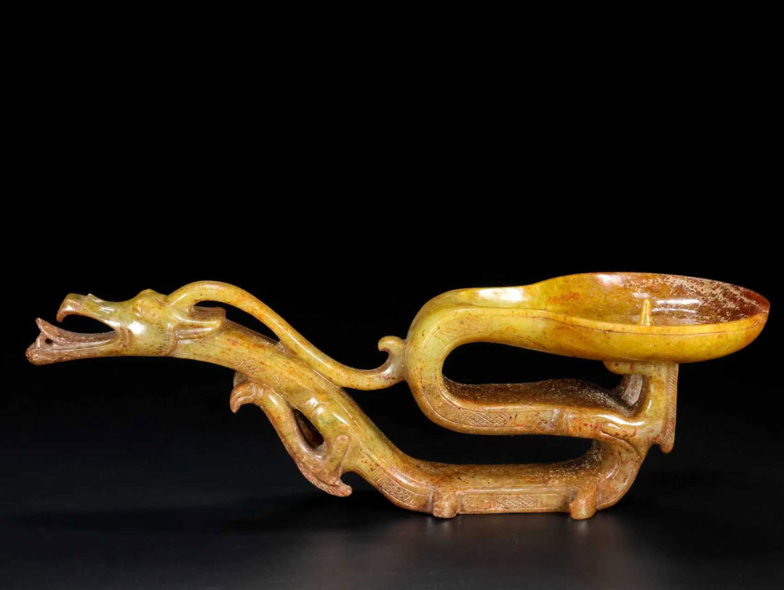 An Exquisite White Jade Dragon Pattern Candlestick - 2