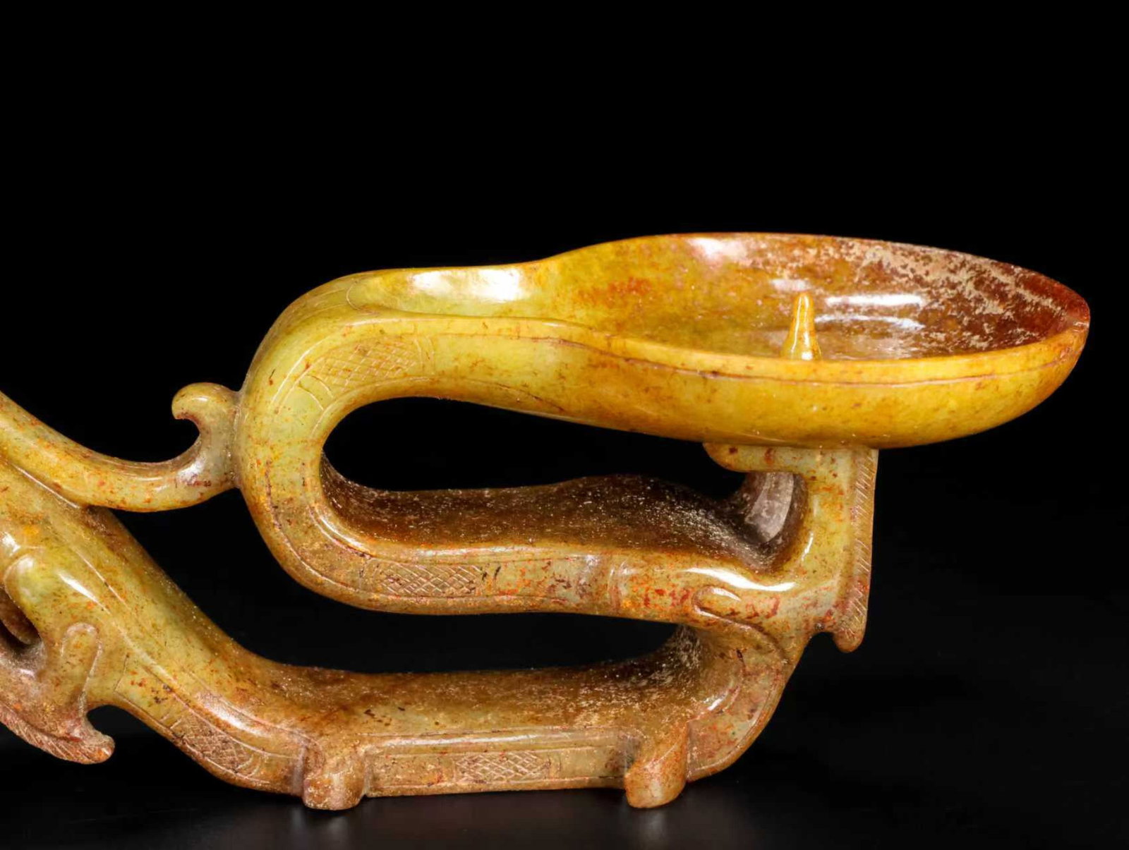 An Exquisite White Jade Dragon Pattern Candlestick - 4