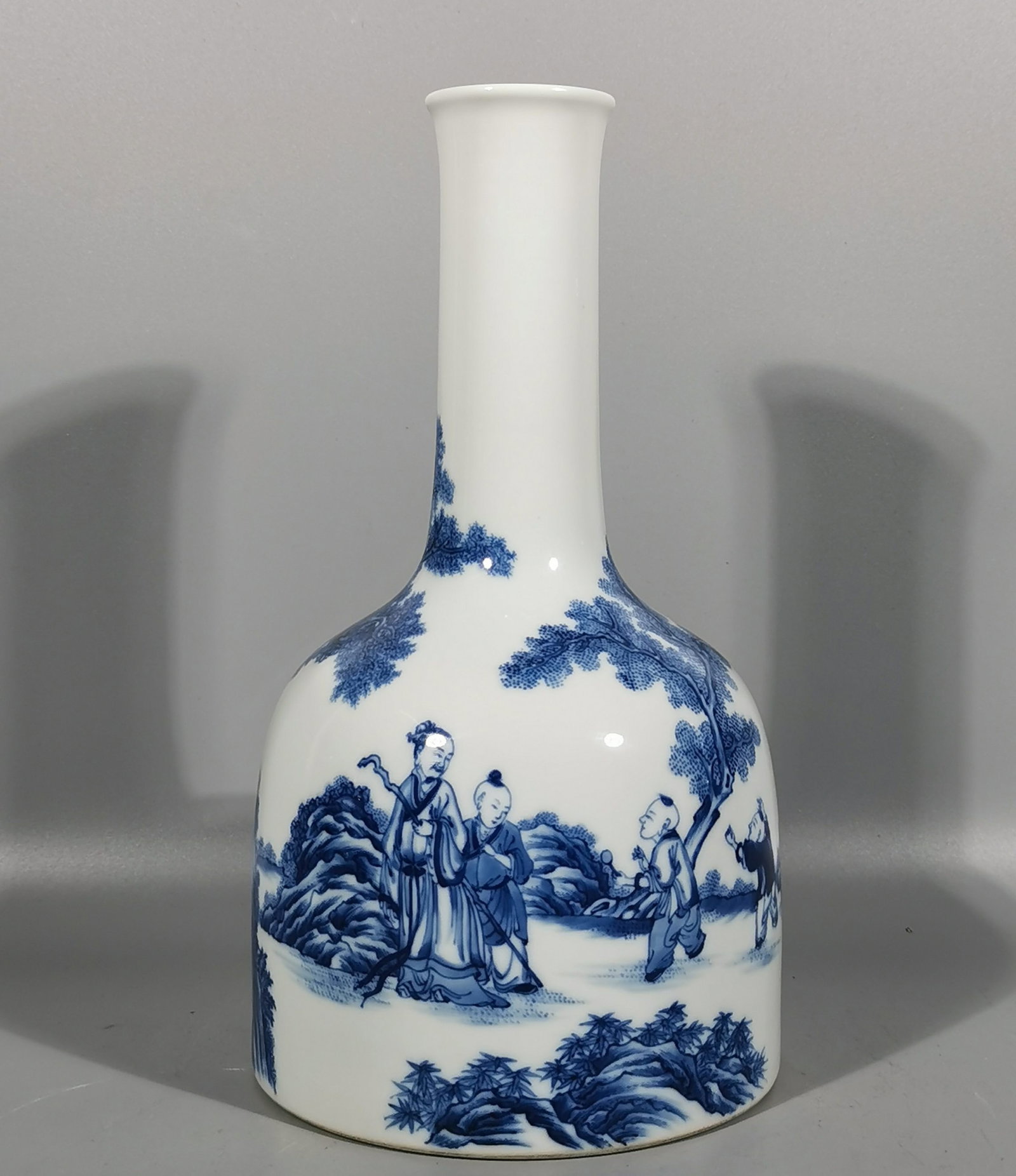 An Exquisite Blue and White Landscape and Figure Pattern Vase: An Exquisite Blue and White Landscape and Figure Pattern Vase,Qing Dynasty, China,Yongzheng Six-character Mark,Size:9.6inx5.1in