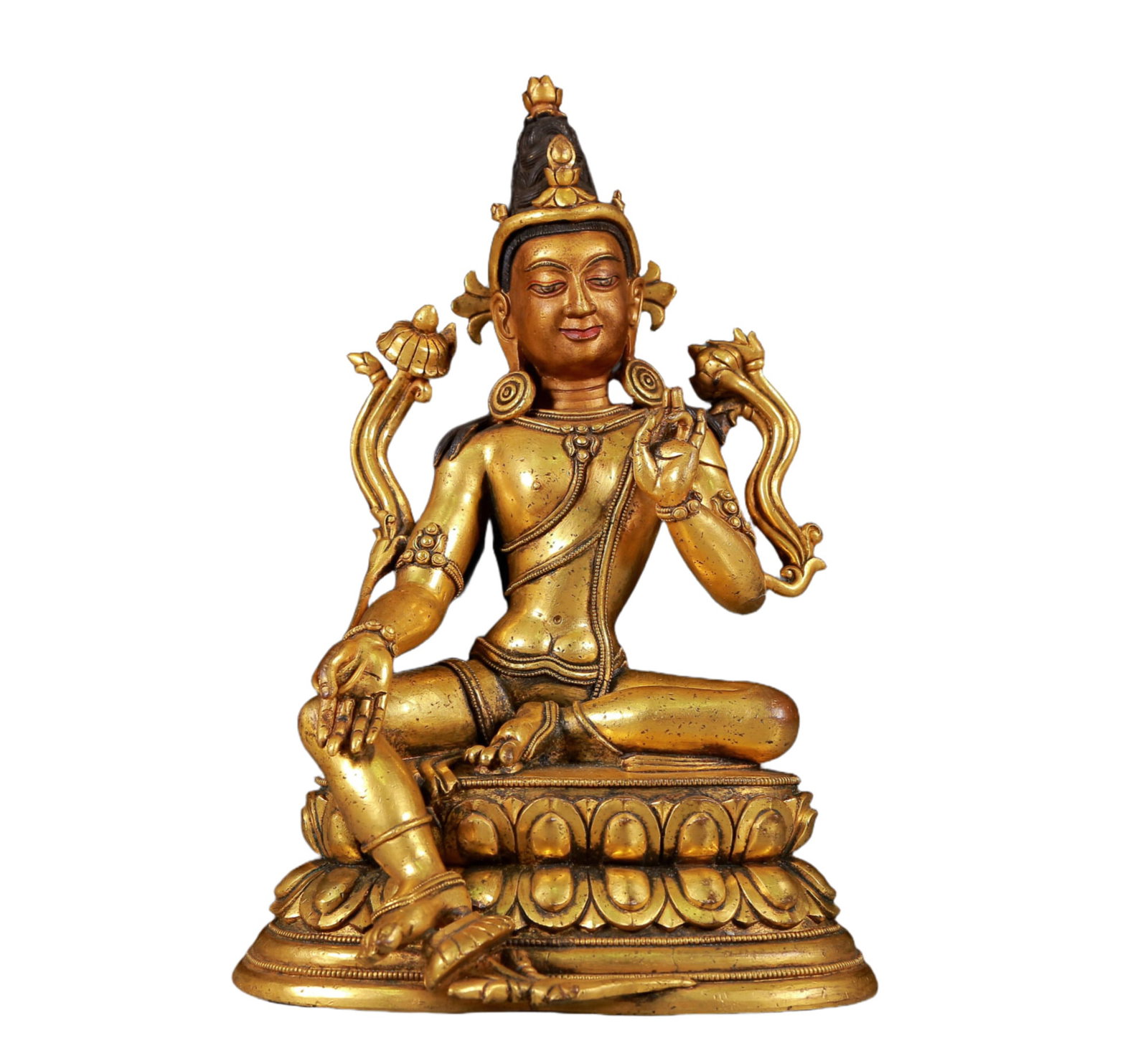 A Solemn Gilt Bronze Statue of Tara: A Solemn Gilt Bronze Statue of Tara,Ming Dynasty, China,Size:7.7inx7.1inx12.6in,Weight:4860g 铜鎏金度母像，明代