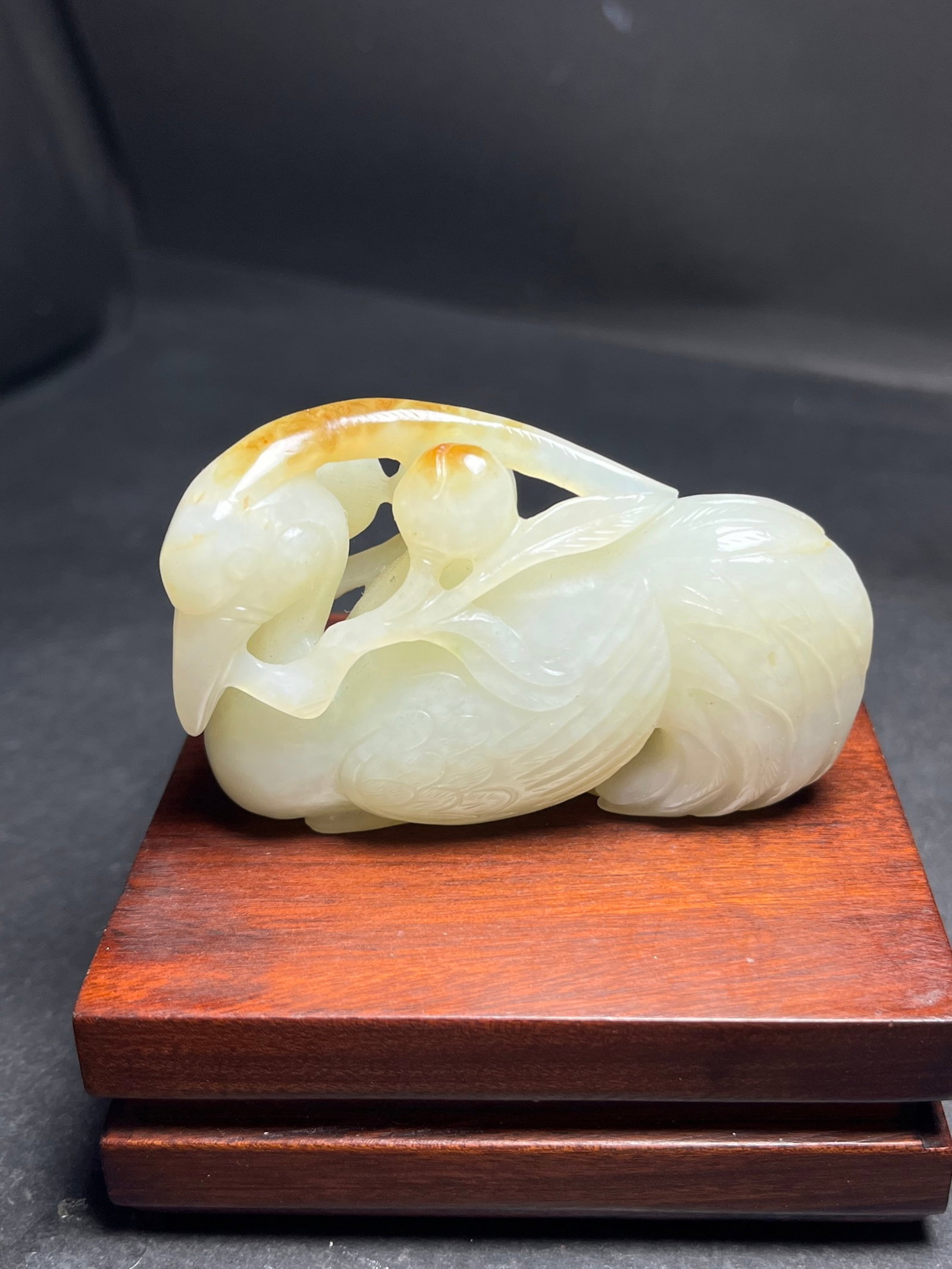 An Exquisite White Jade Crane Hand Piece: An Exquisite White Jade Crane Hand Piece,Qing Dynasty,China,Size:69mmx23mmx43mm,Weight:98g 白玉鹤手把件,中国清代