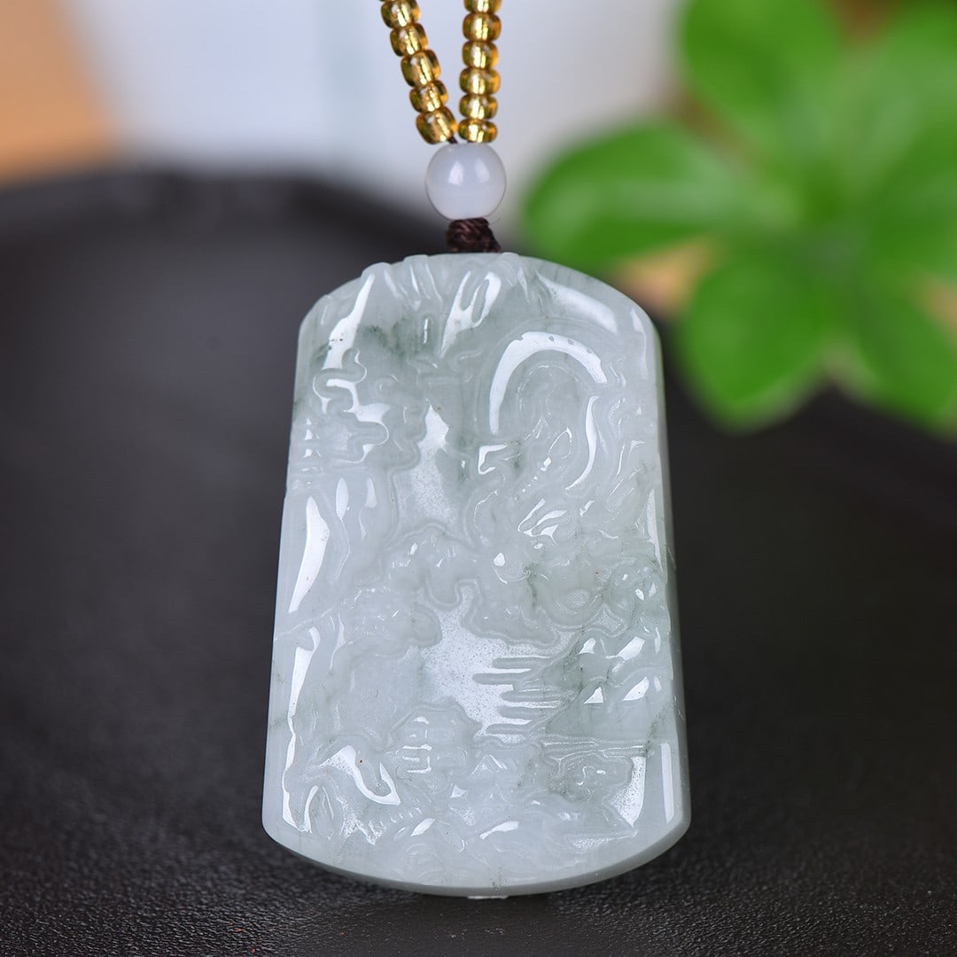 An Exquisite White Jade Landscape Pattern Pendant - 2