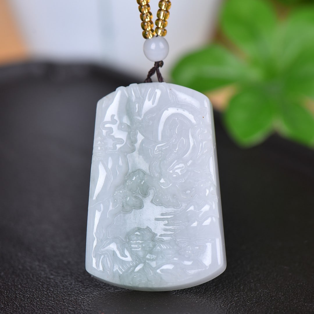 An Exquisite White Jade Landscape Pattern Pendant - 3