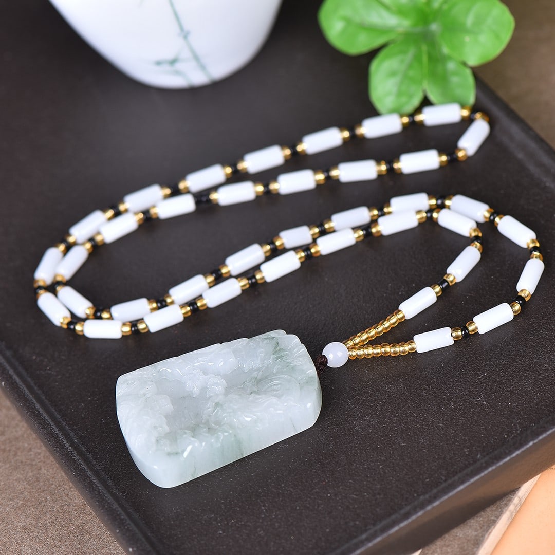 An Exquisite White Jade Landscape Pattern Pendant - 4