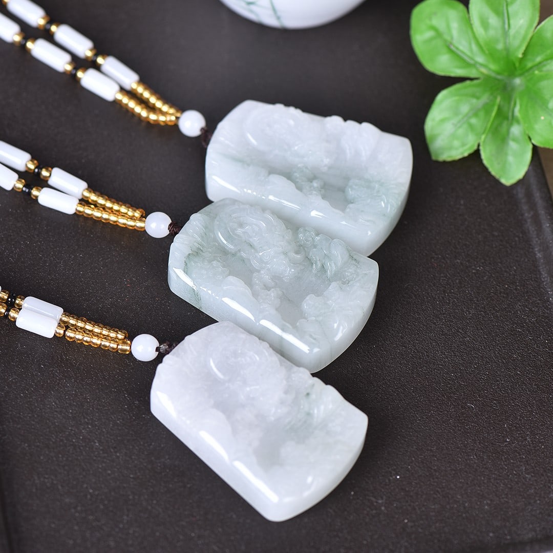 An Exquisite White Jade Landscape Pattern Pendant - 5