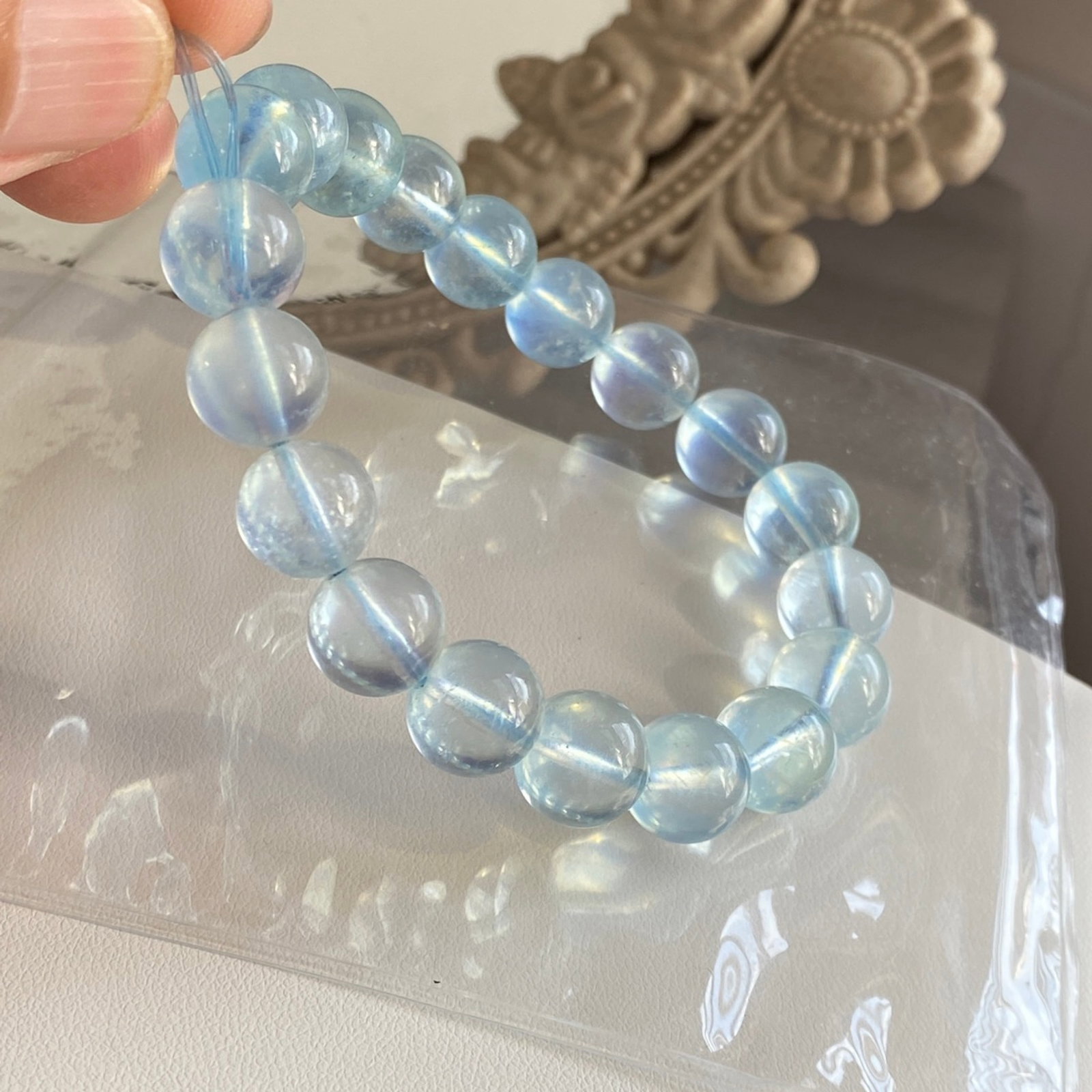 An Exquisite Aquamarine Bracelets: An Exquisite Aquamarine Bracelets,Size:10.5mm,Weight:32g 海蓝宝手链
