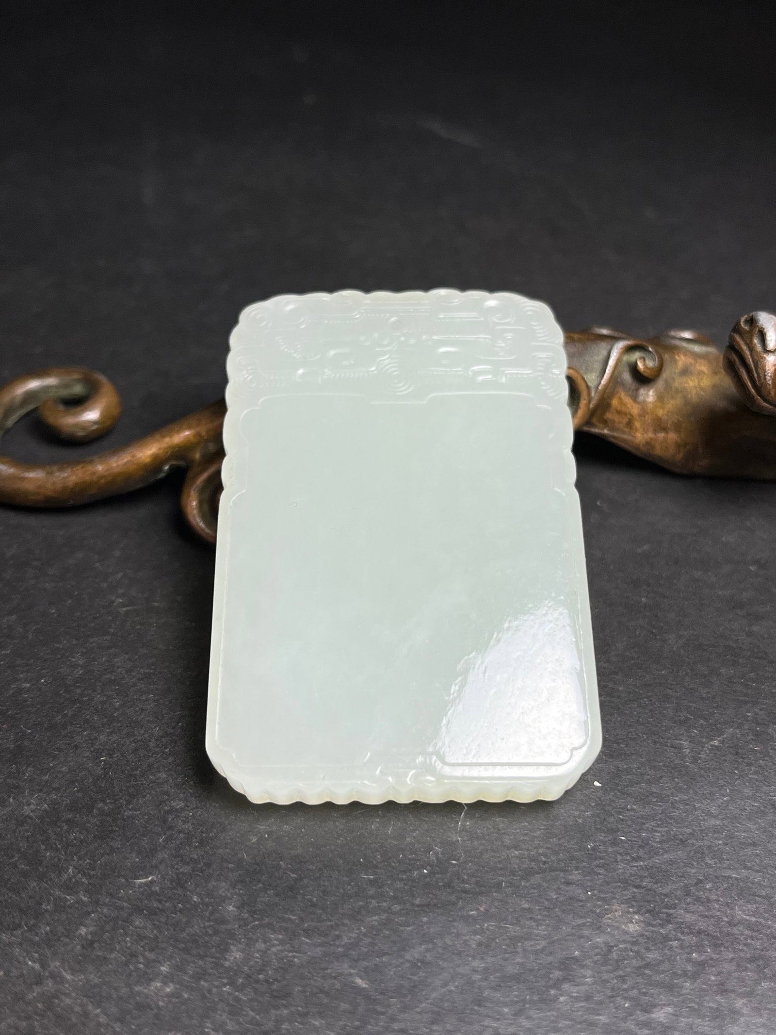 An Exquisite White Jade Pendant: An Exquisite White Jade Pendant,Qing Dynasty,China,Size:39mmx7mmx60mm,Weight:43g 白玉挂件,中国清代