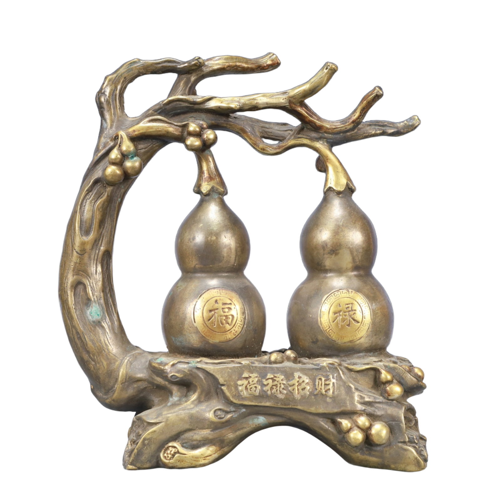 A Rare Gilt Silver Gourd Ornament: A Rare Gilt Silver Gourd Ornament,Tang Dynasty, China,Size:9.1inx4.3inx11.8in,Weight:3600g 银鎏金葫芦摆件,中国唐代
