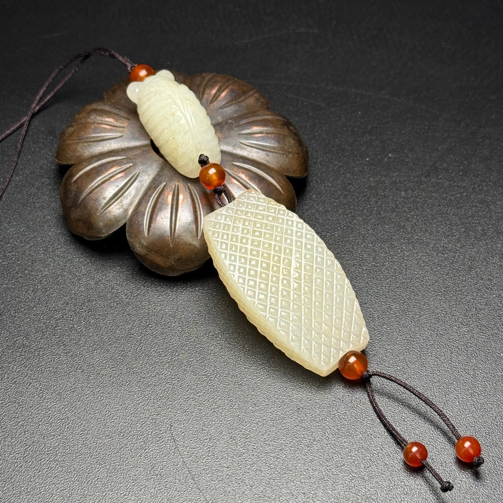 An Exquisite White Jade Cicada Pendant: An Exquisite White Jade Cicada Pendant,Qing Dynasty,China,Size:88mmx22mmx15mm,Weight:32g 白玉蝉挂件,中国清代