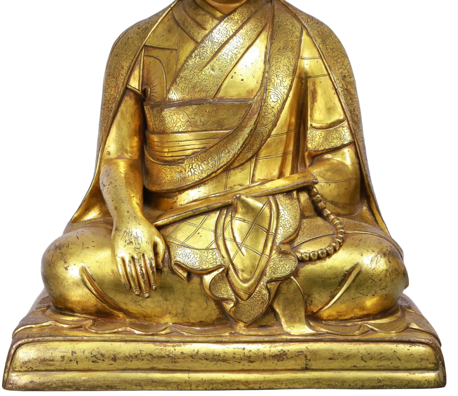 A Solemn Gilt Bronze Statue of Guru - 4