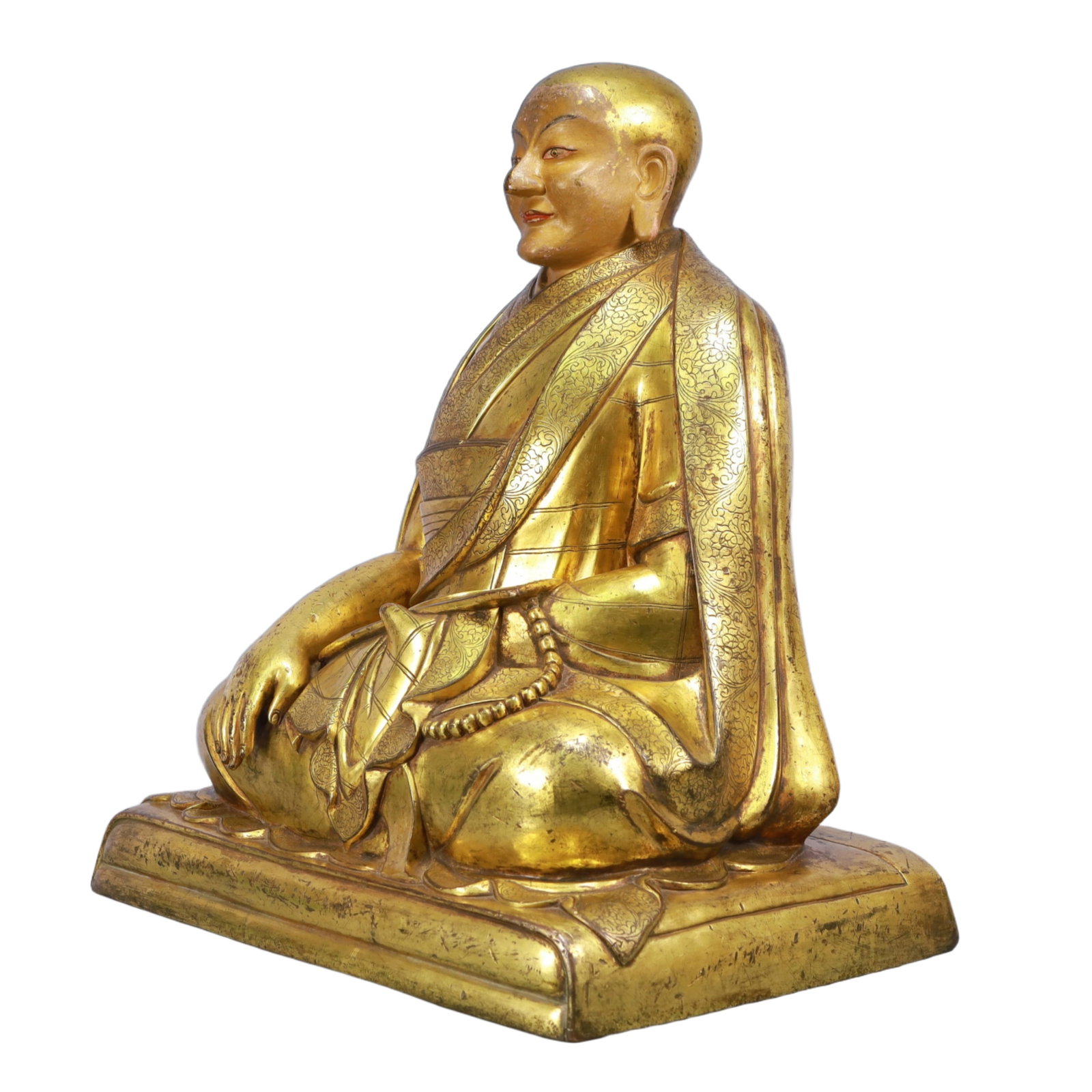 A Solemn Gilt Bronze Statue of Guru - 5