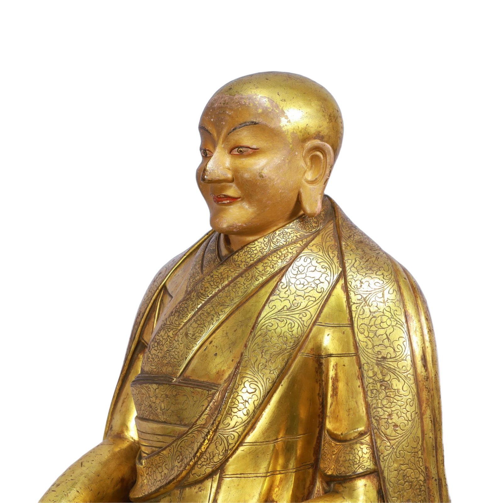 A Solemn Gilt Bronze Statue of Guru - 6