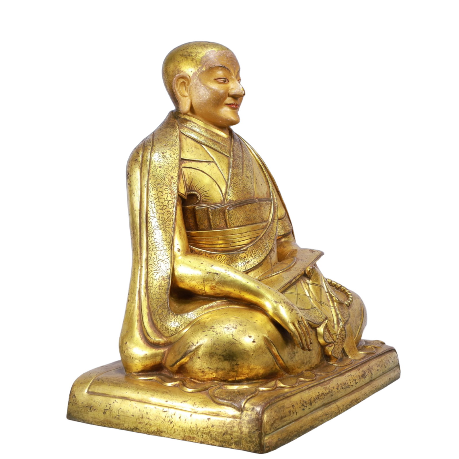 A Solemn Gilt Bronze Statue of Guru - 7