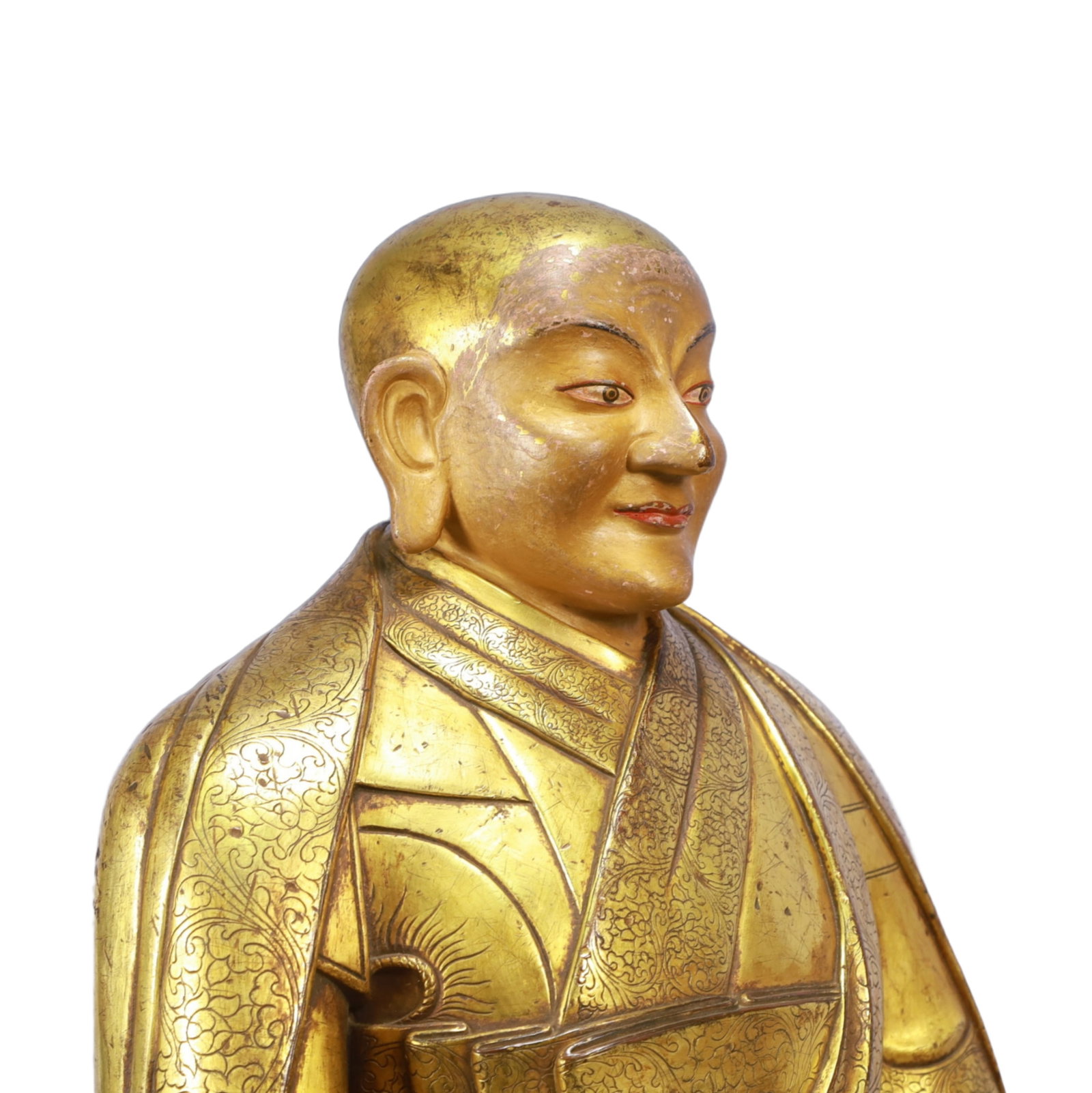 A Solemn Gilt Bronze Statue of Guru - 8