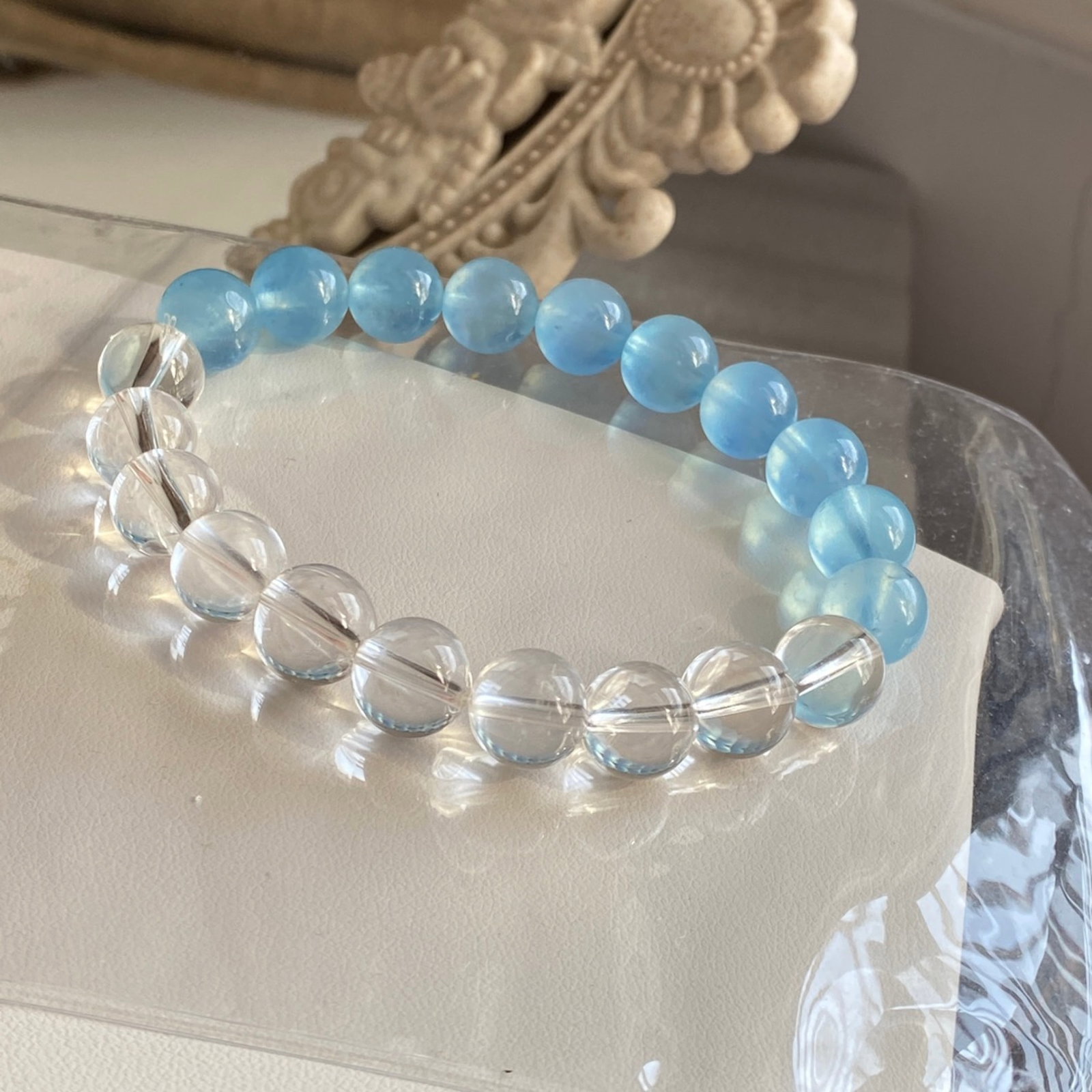 An Exquisite Aquamarine Bracelets: An Exquisite Aquamarine Bracelets,Size:9.5mm,Weight:24.7g 海蓝宝手链