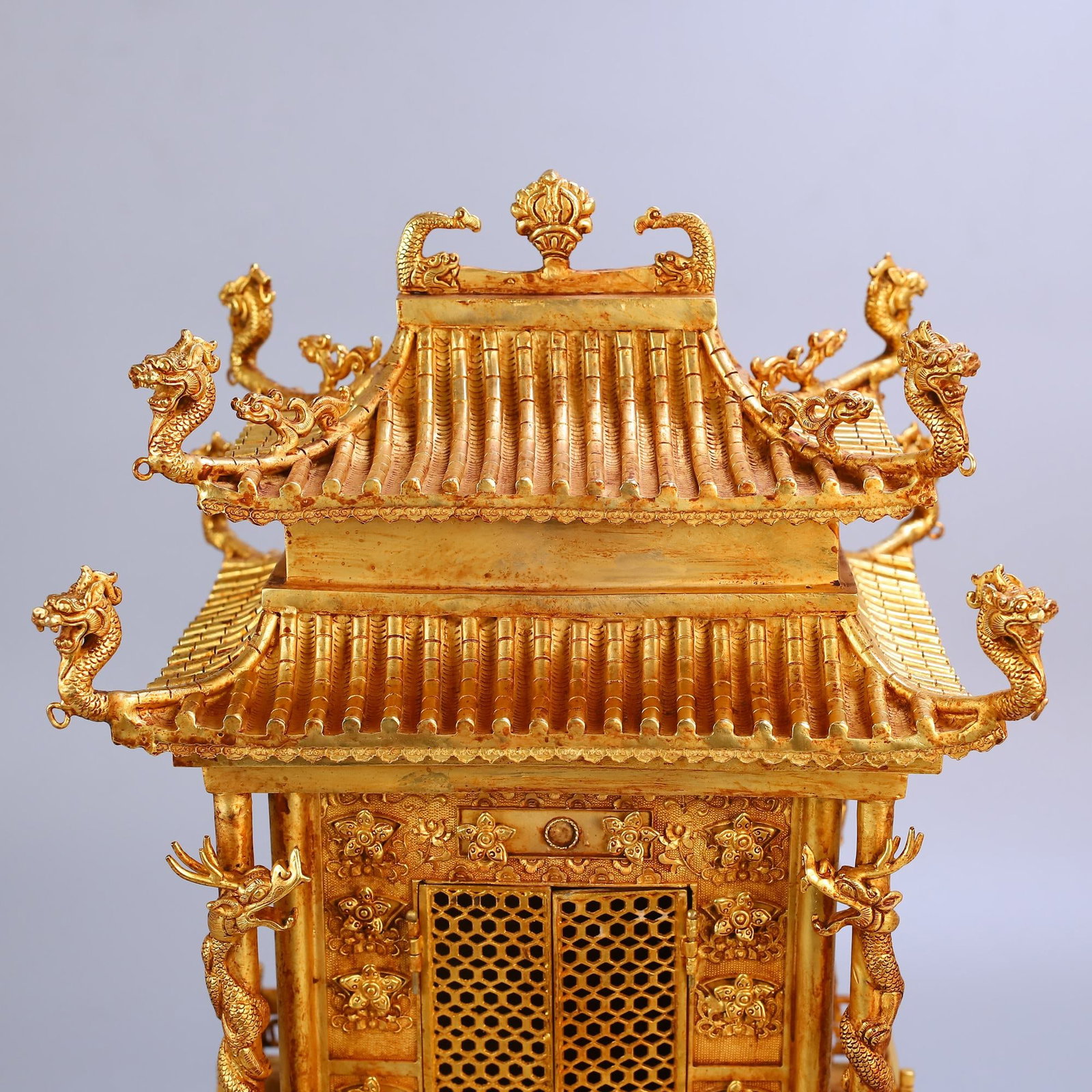 An Exquisite Gilt Bronze Pagoda - 11