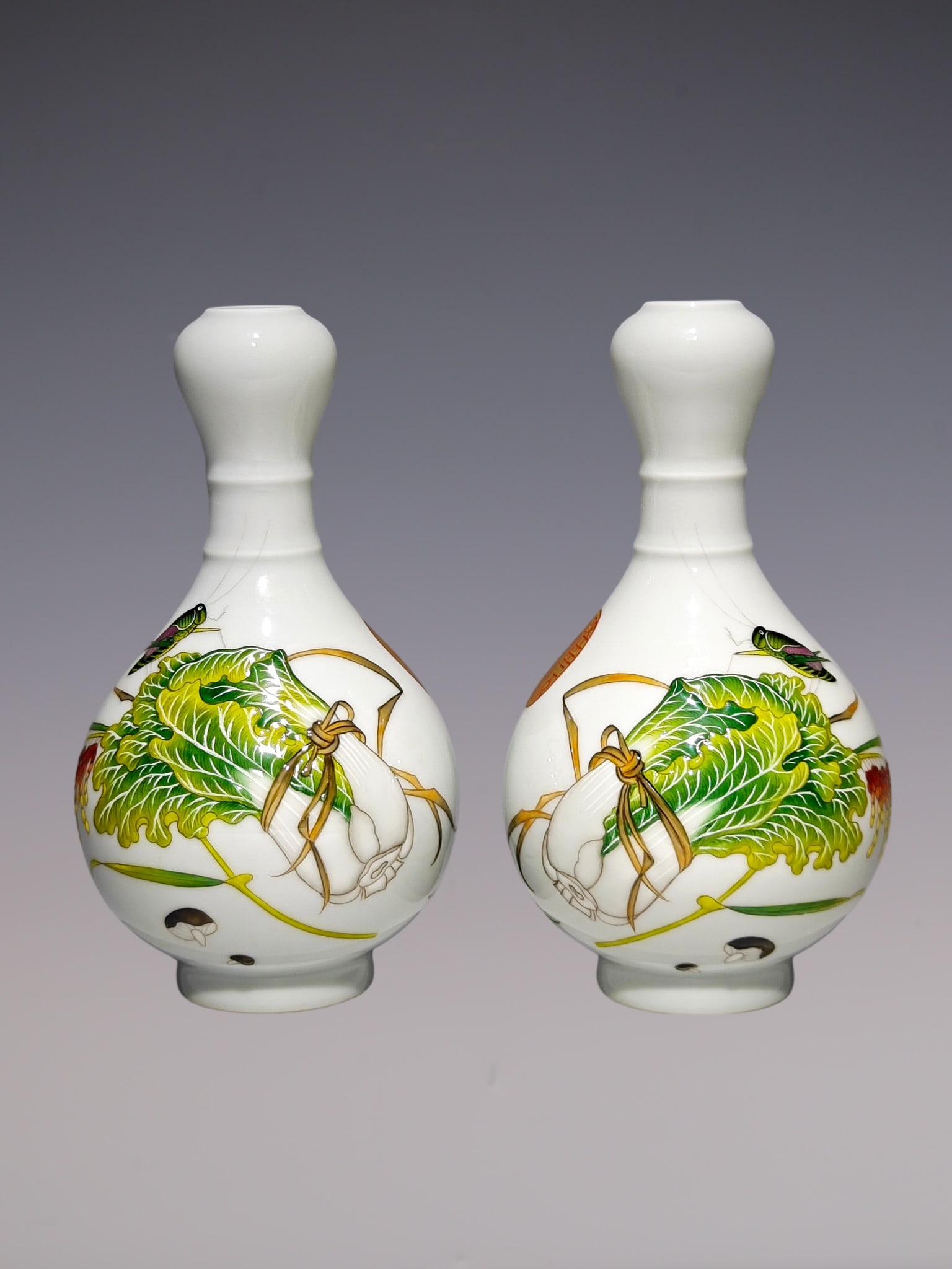 An Exquisite Enamel Melon and Fruit Pattern with poem Vase: An Exquisite Enamel Melon and Fruit Pattern with poem Vase Qing Dynasty, China Yongzheng Four-character Mark Size:6.9inx4.1in珐琅彩和气生财诗文