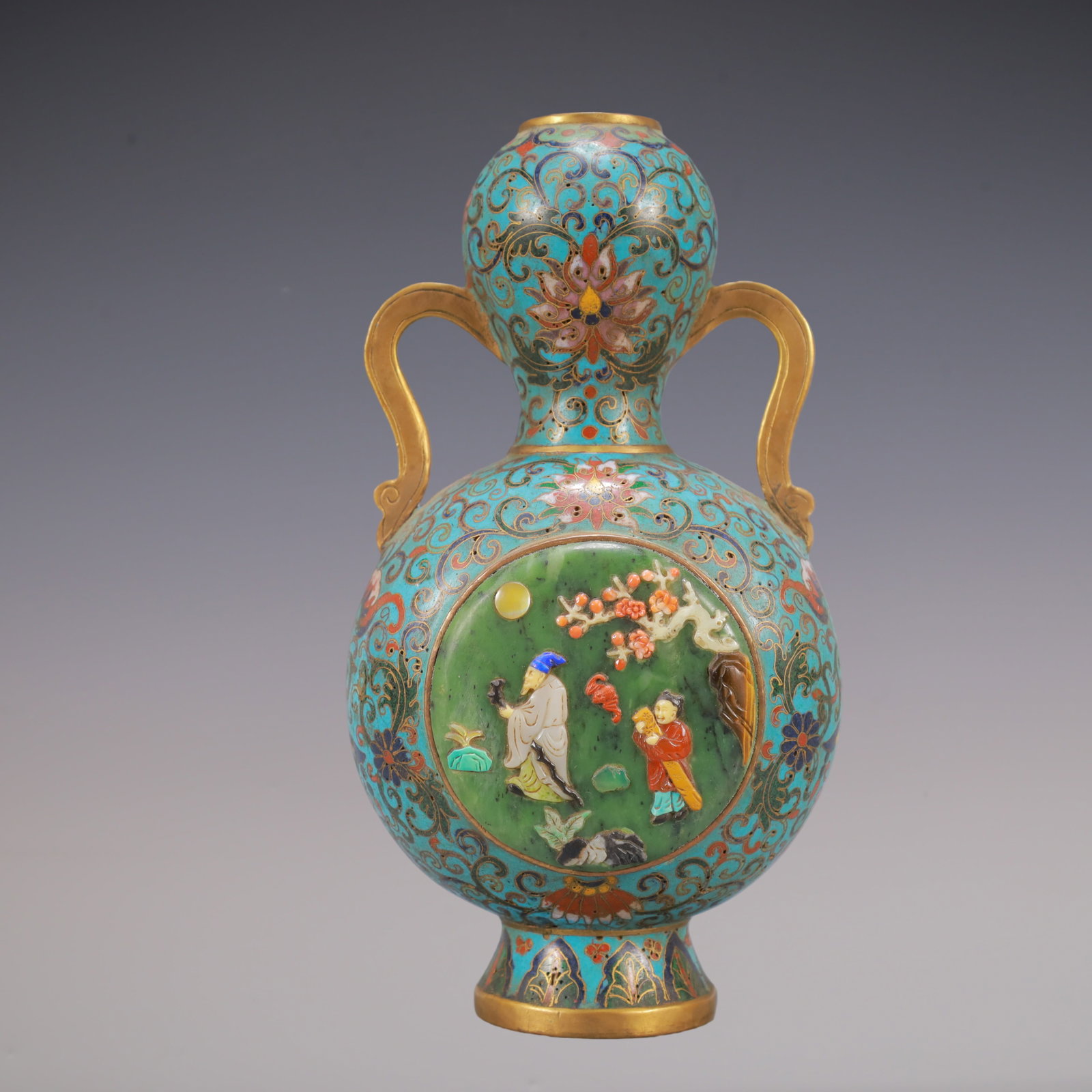 A Exquisite A pair of Cloisonne Lotus Pattern Character and Story Pattern Double-Ears Vase - 5