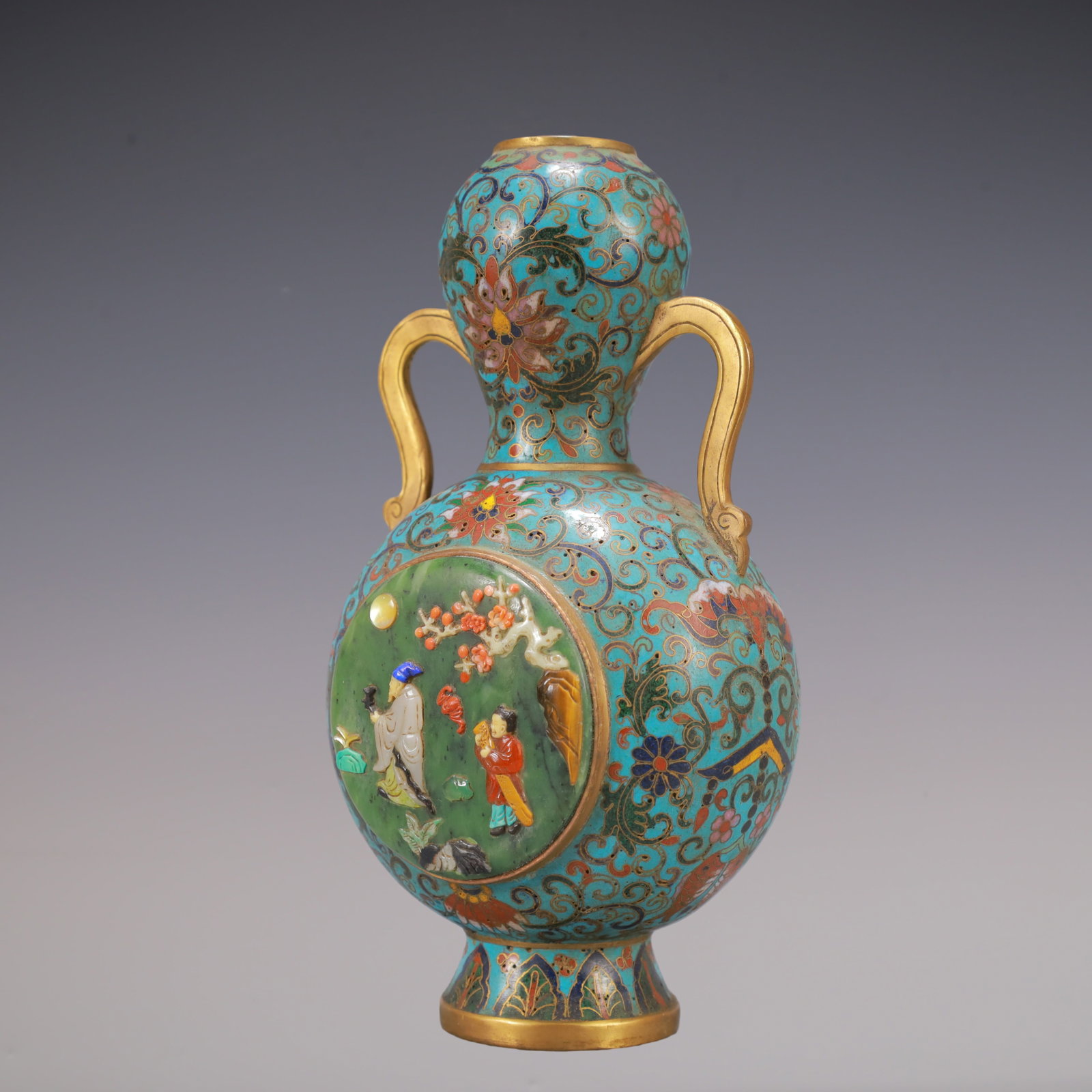 A Exquisite A pair of Cloisonne Lotus Pattern Character and Story Pattern Double-Ears Vase - 6