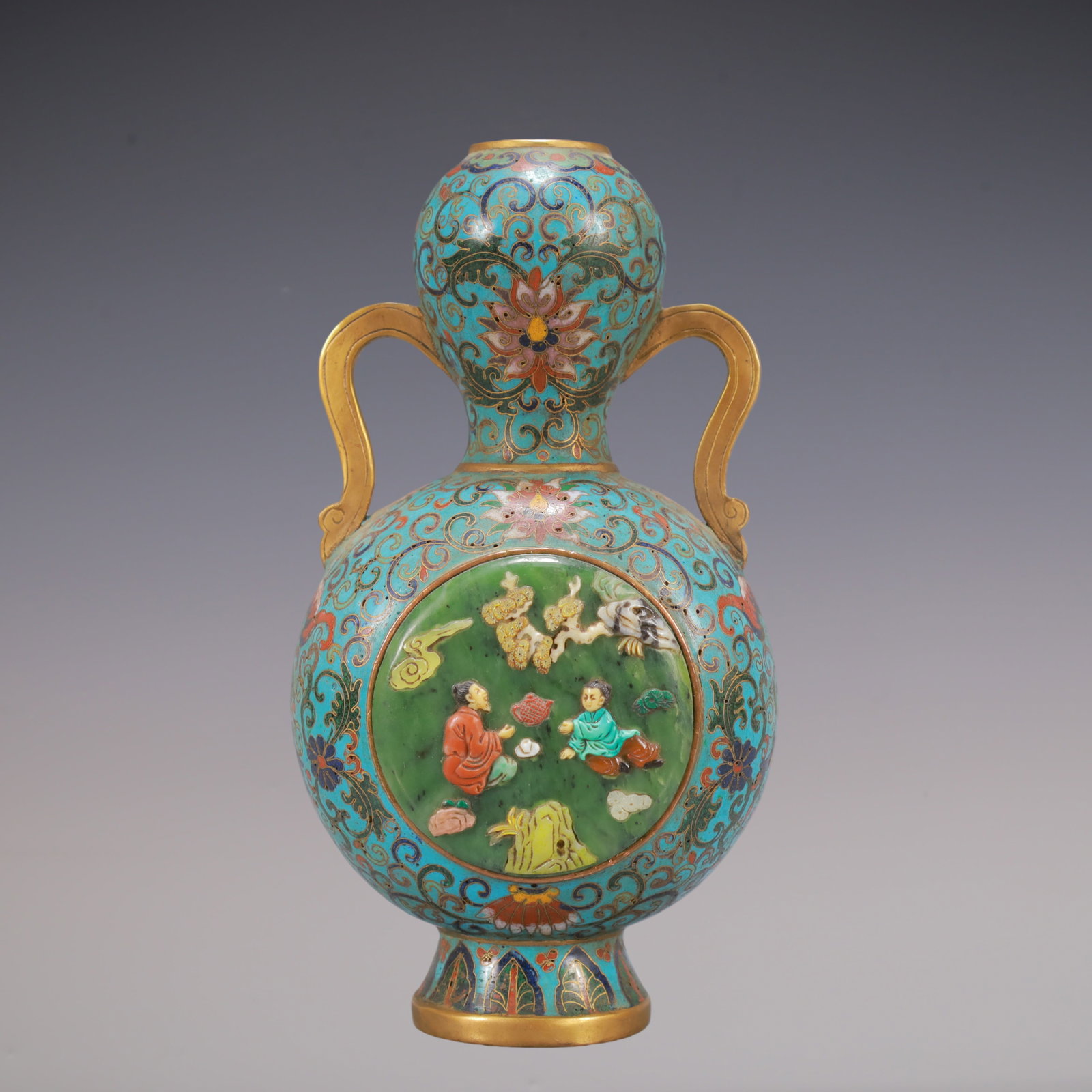 A Exquisite A pair of Cloisonne Lotus Pattern Character and Story Pattern Double-Ears Vase - 8