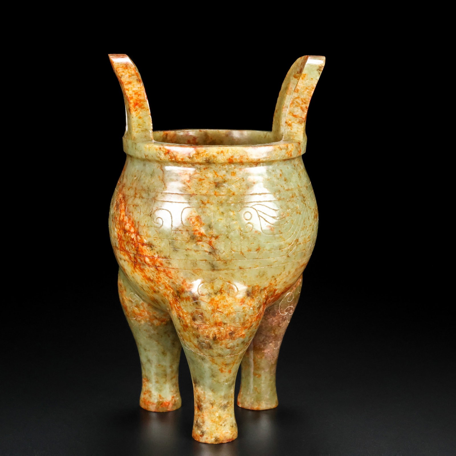 An Exquisite White Jade Double-Ears and Tripod Censer: An Exquisite White Jade Double-Ears and Tripod Censer Qing Dynasty, China Size:7.1inx4.3in Weight:745g白玉三足鼎立双耳香炉